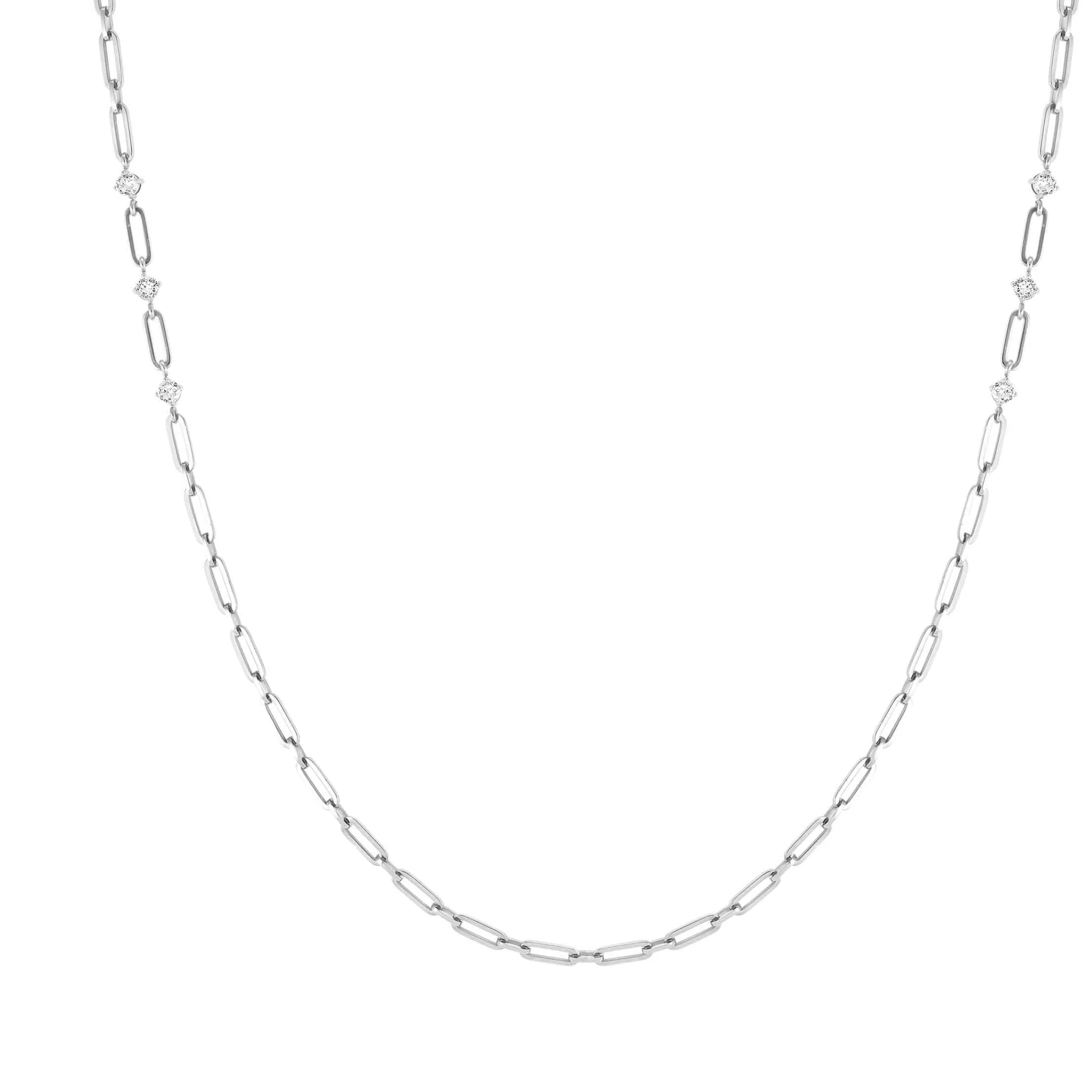 CHAINS OF STYLE LONG NECKLACE STEEL CZ