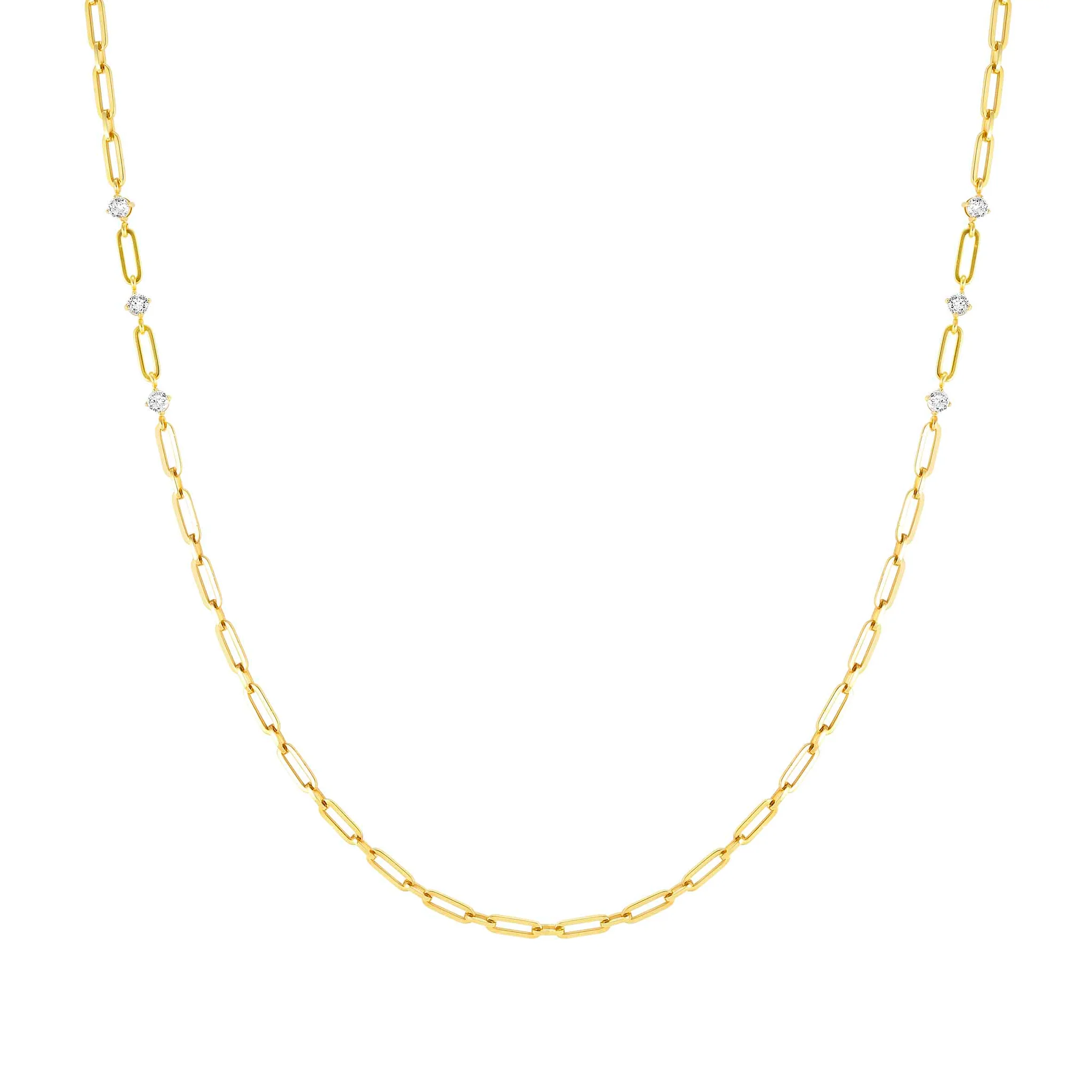 CHAINS OF STYLE LONG NECKLACE GOLD PVD CZ
