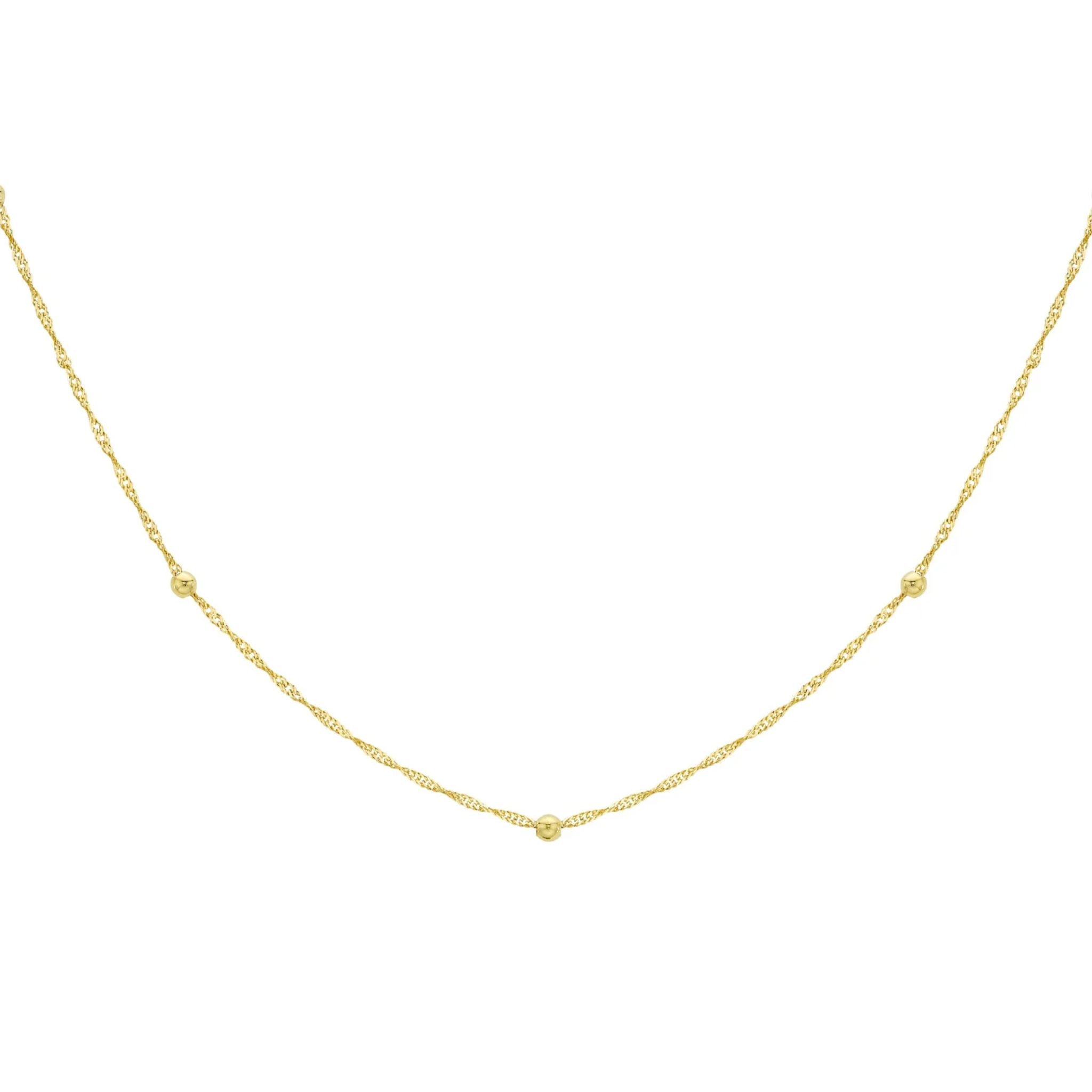 9K YELLOW GOLD SOLID BALL TWIST NECKLACE 45CM