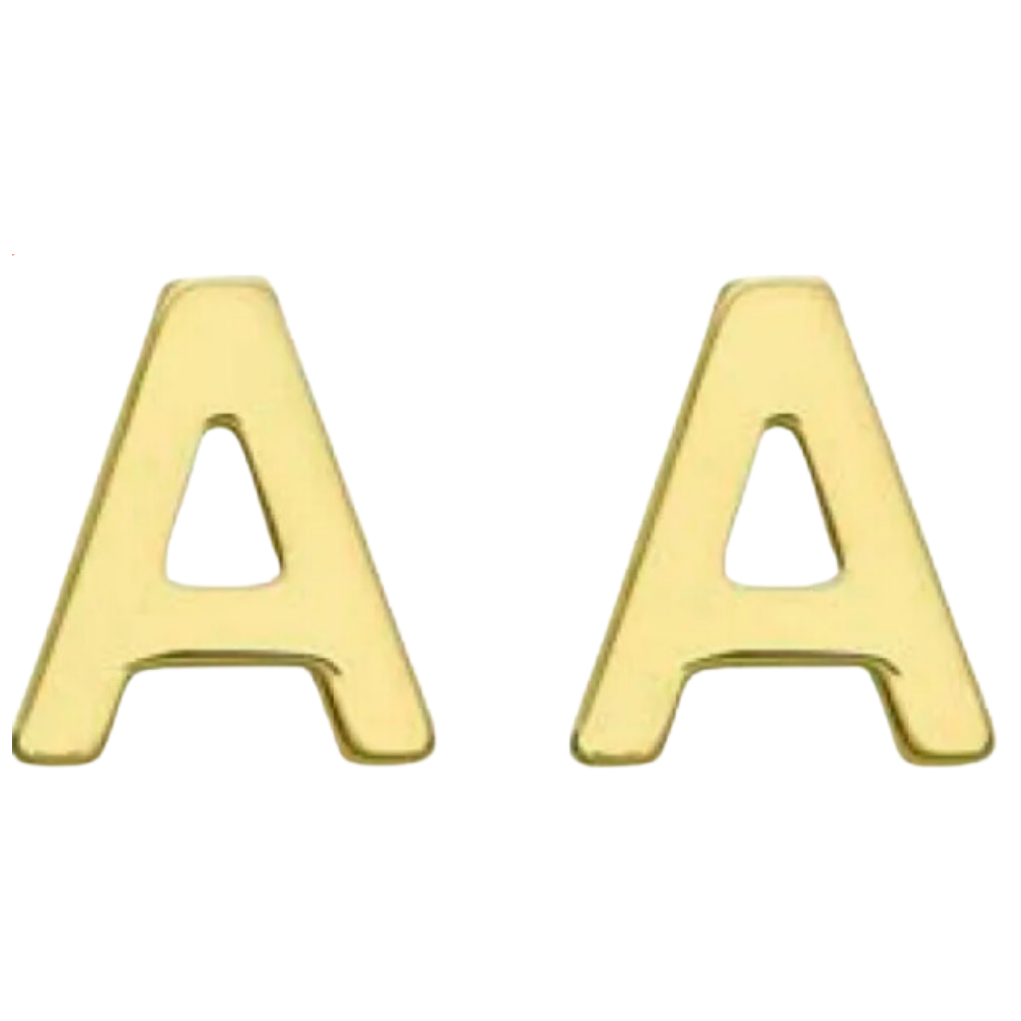 YELLOW GOLD INITIAL STUD EARRINGS ' A'