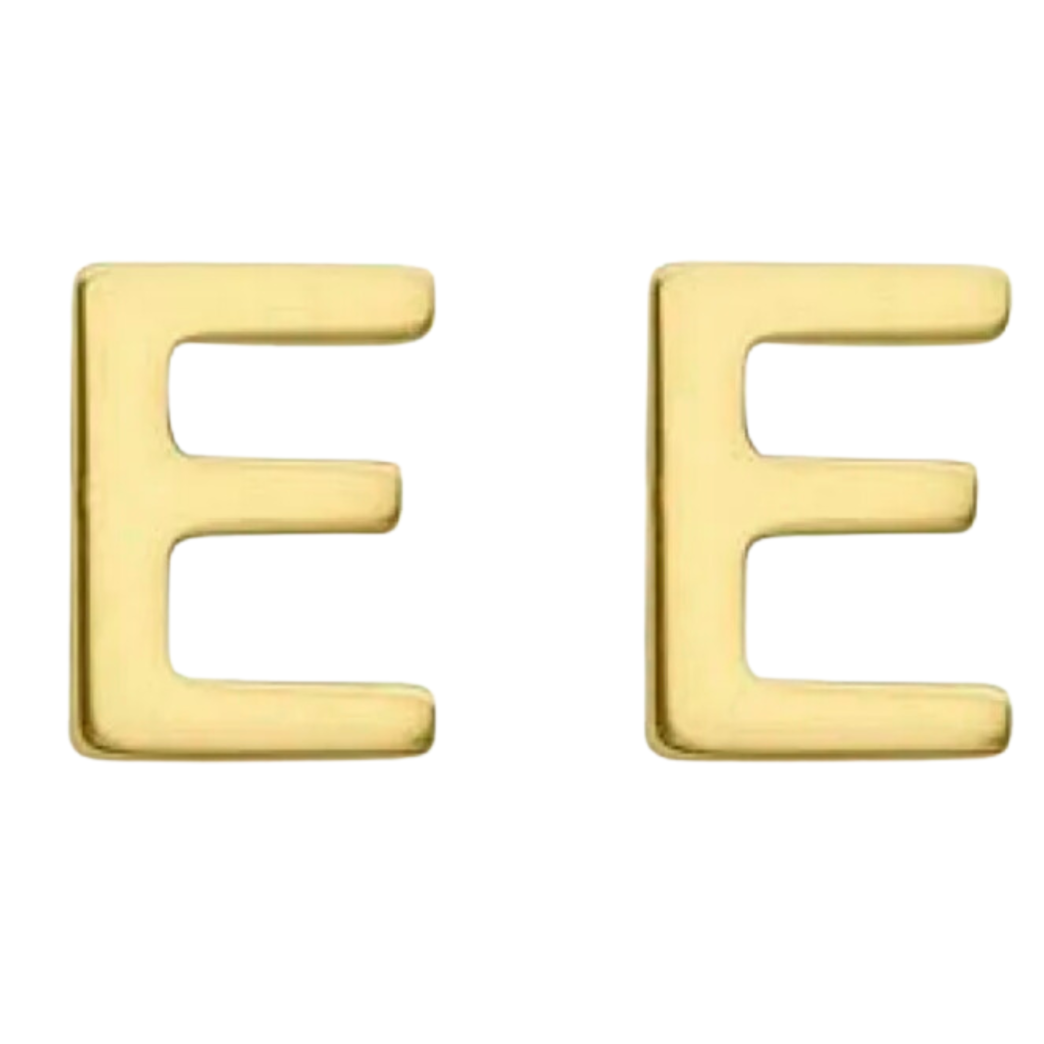 YELLOW GOLD INITIAL STUD EARRINGS ' E'