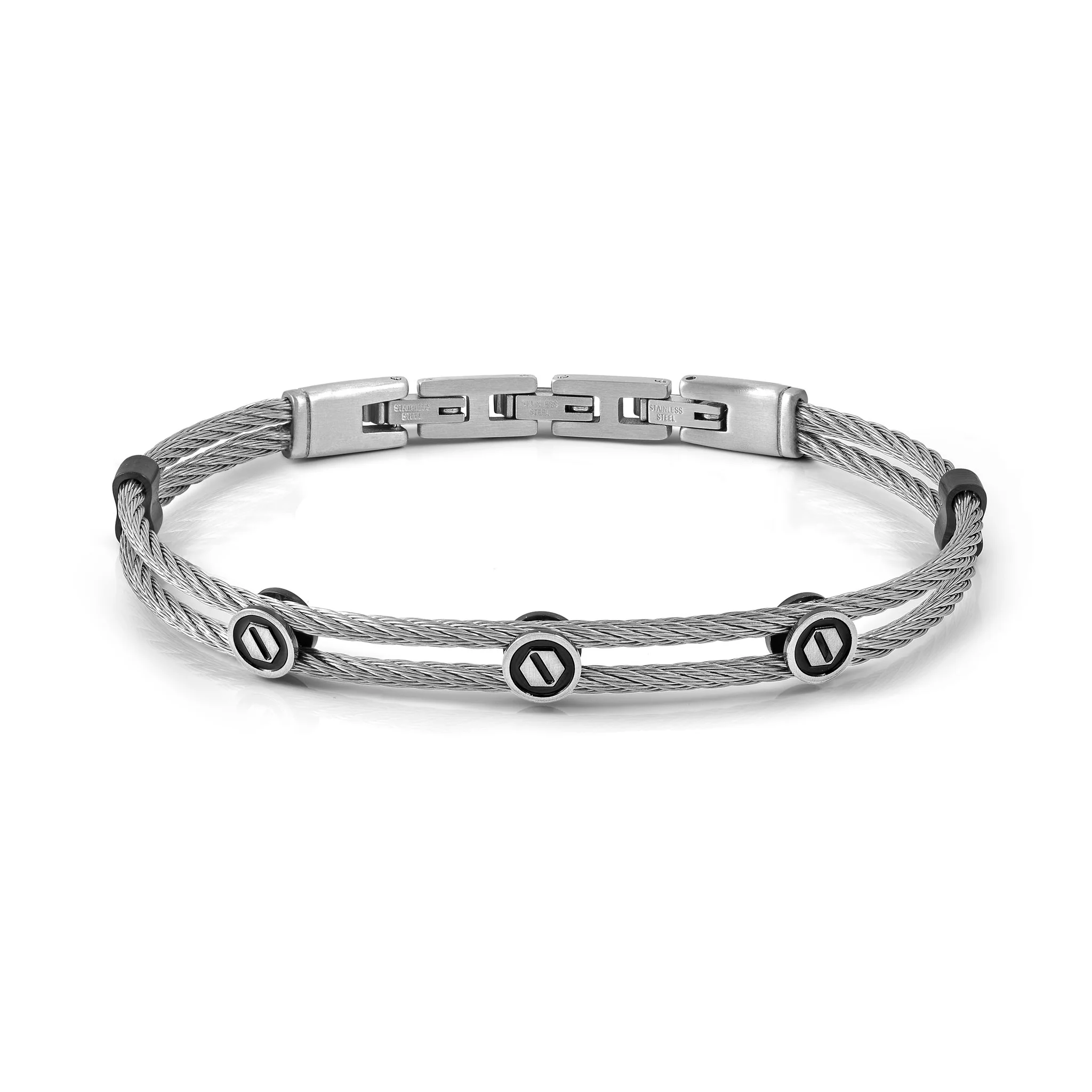 #SEALOVER BRACELET STAINLESS STEEL WITH SCREW & BLACK DETAILS