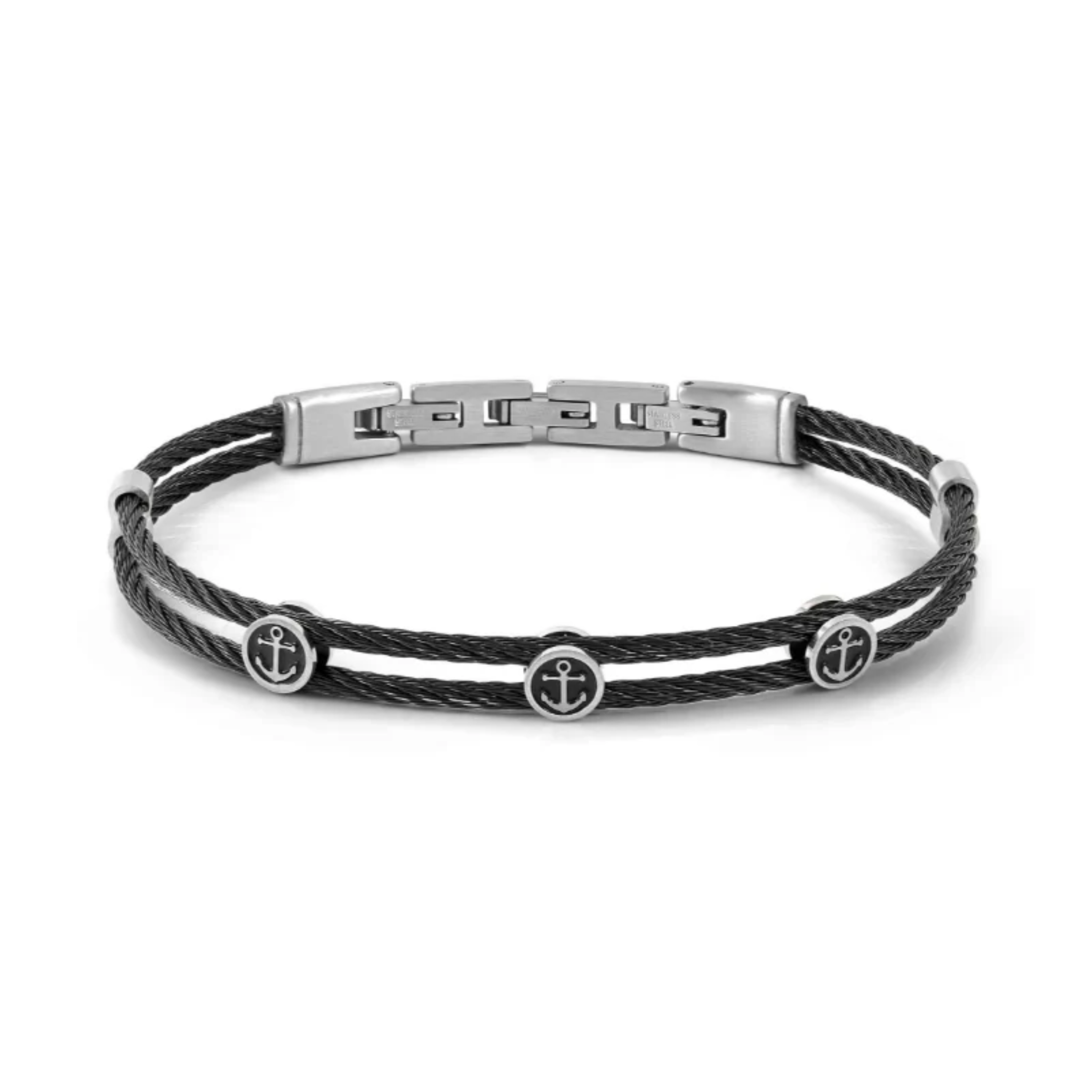 #SEALOVER BRACELET BLACK PVD STAINLESS STEEL WITH ANCHOR DETAILS
