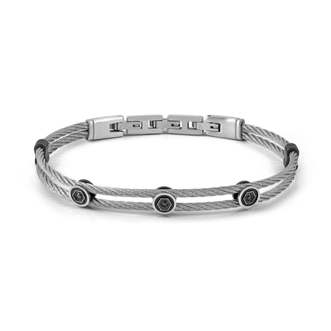 #SEALOVER BRACELET STAINLESS STEEL WITH SCREW & BLACK CZ