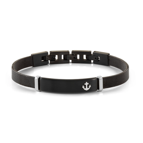 #SEALOVER BRACELET BLACK MILANO MESH STRAP & ANCHOR DETAIL