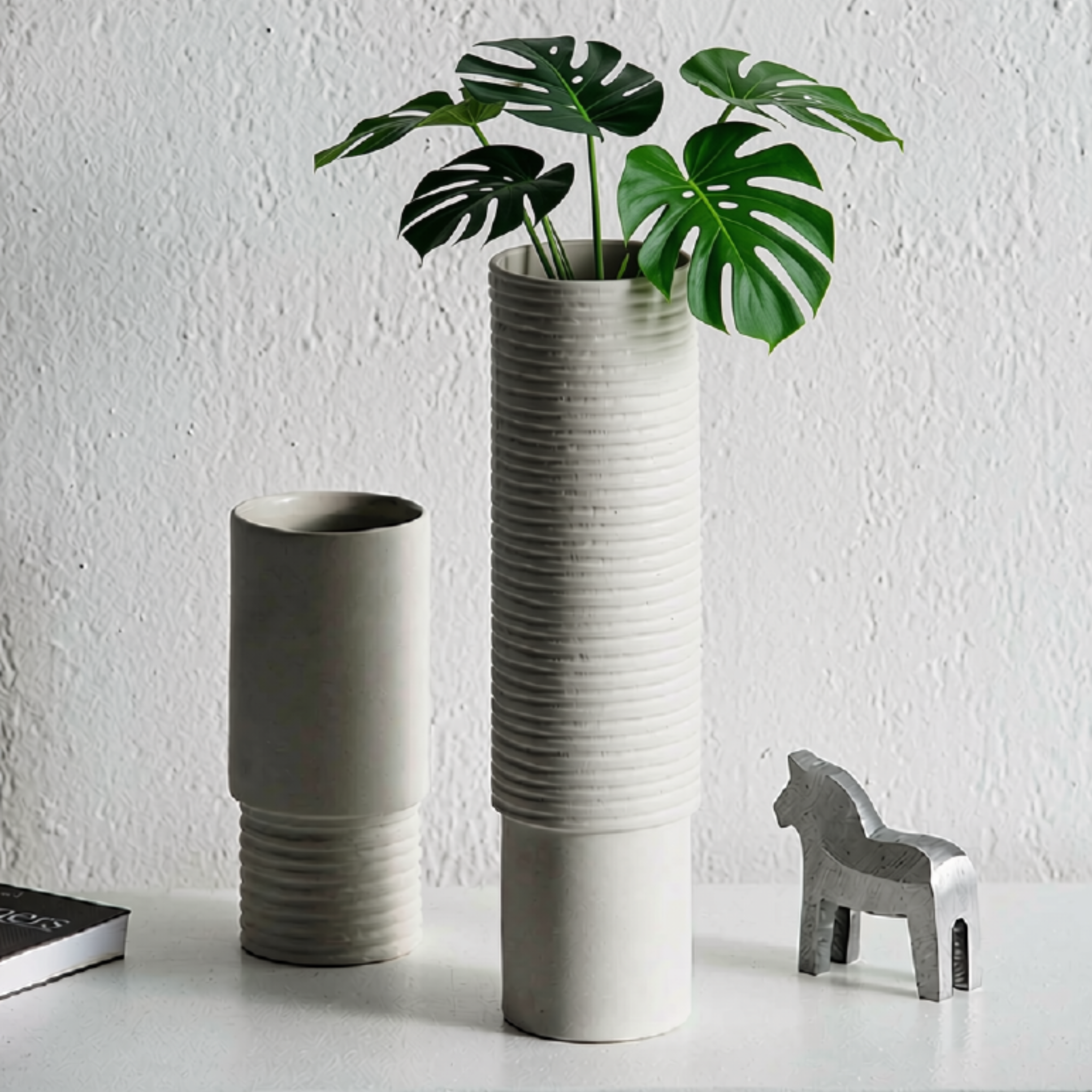 ZAKKIA TALL HANDCRAFTED VASE - WHITE