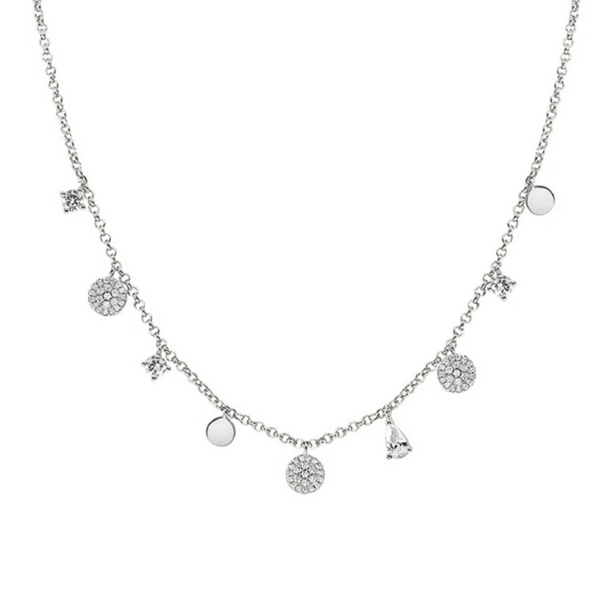 LUCENTISSIMA NECKLACE MIXED PENDANTS STERLING SILVER CZ