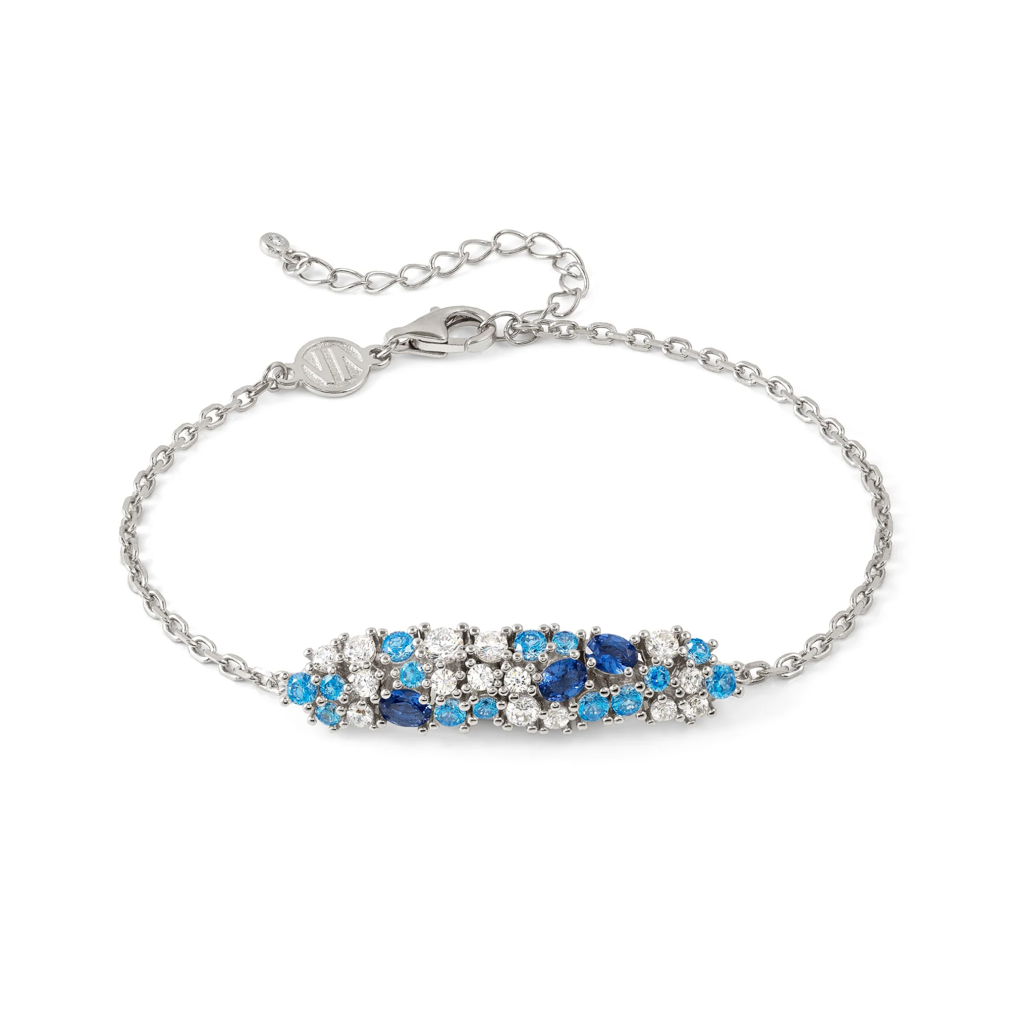 MOSAICA BRACELET 241603/010 SILVER, WHITE & BLUE CZ CLUSTER