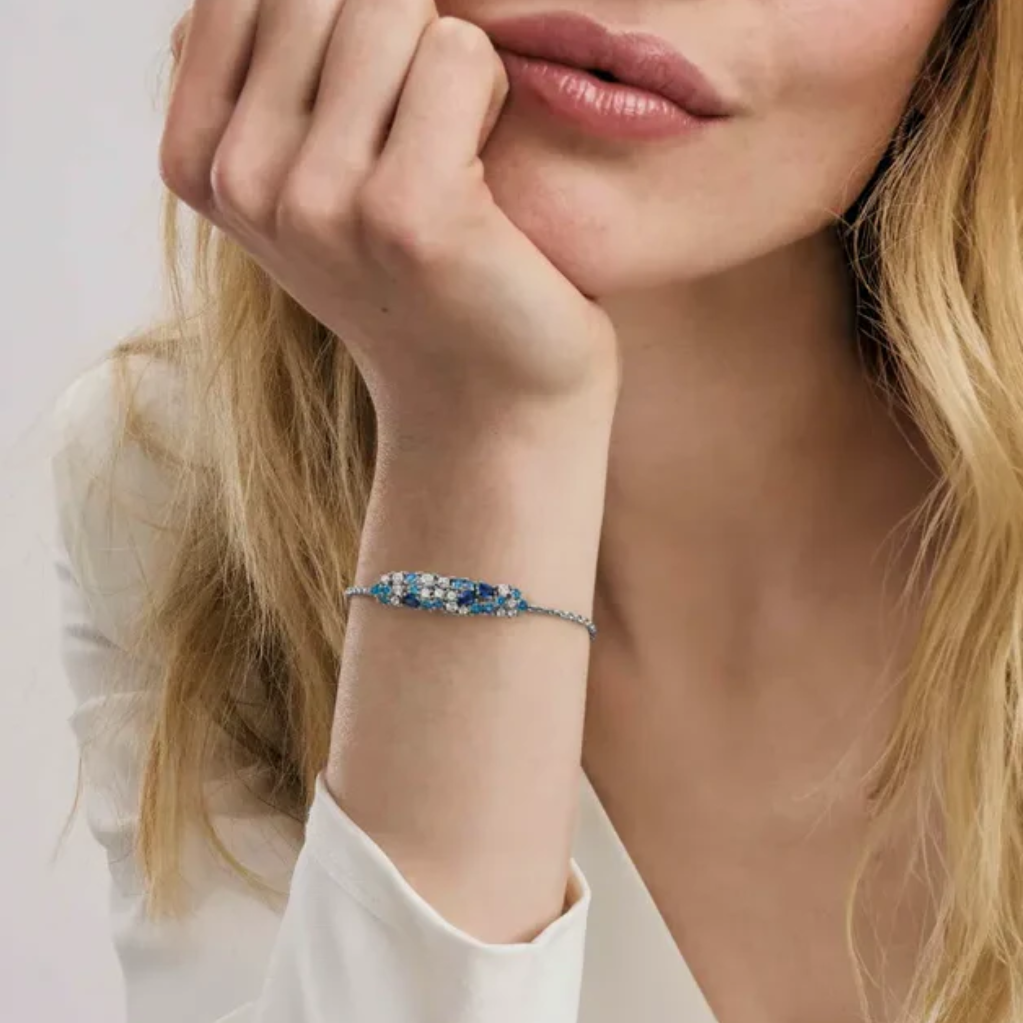 MOSAICA BRACELET - SILVER, WHITE & BLUE CZ