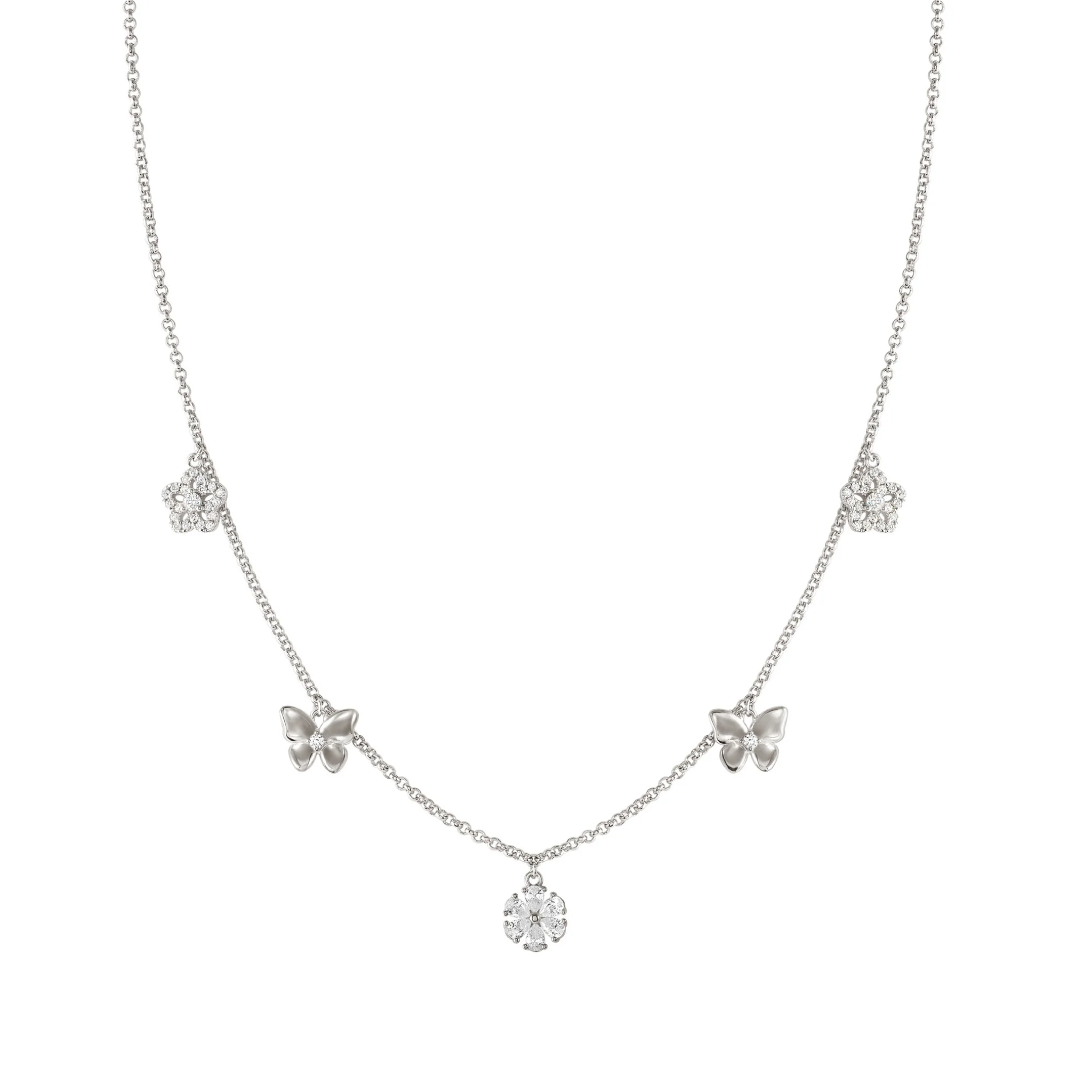 SWEETMADAME SILVER NECKLACE 242011/050 NATURE CZ PENDANTS