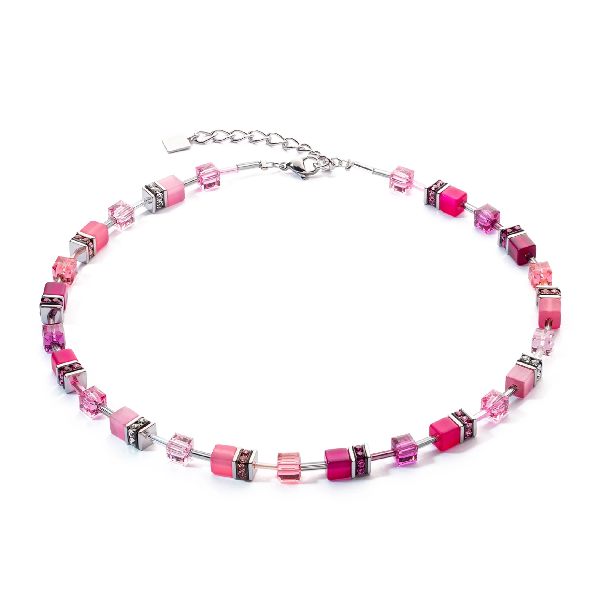 COEUR DE LION GEO CUBE VIVA NECKLACE - MAGENTA