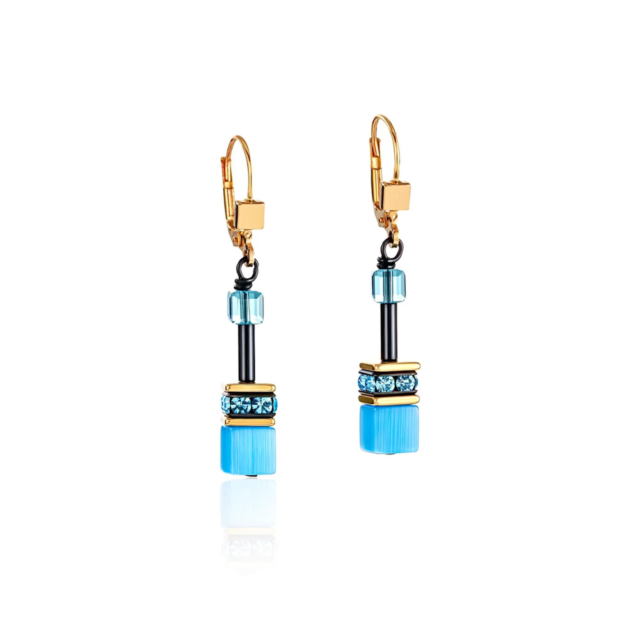 COEUR DE LION GEO CUBE EARRINGS - FRESH BLUE 2838/20-1573