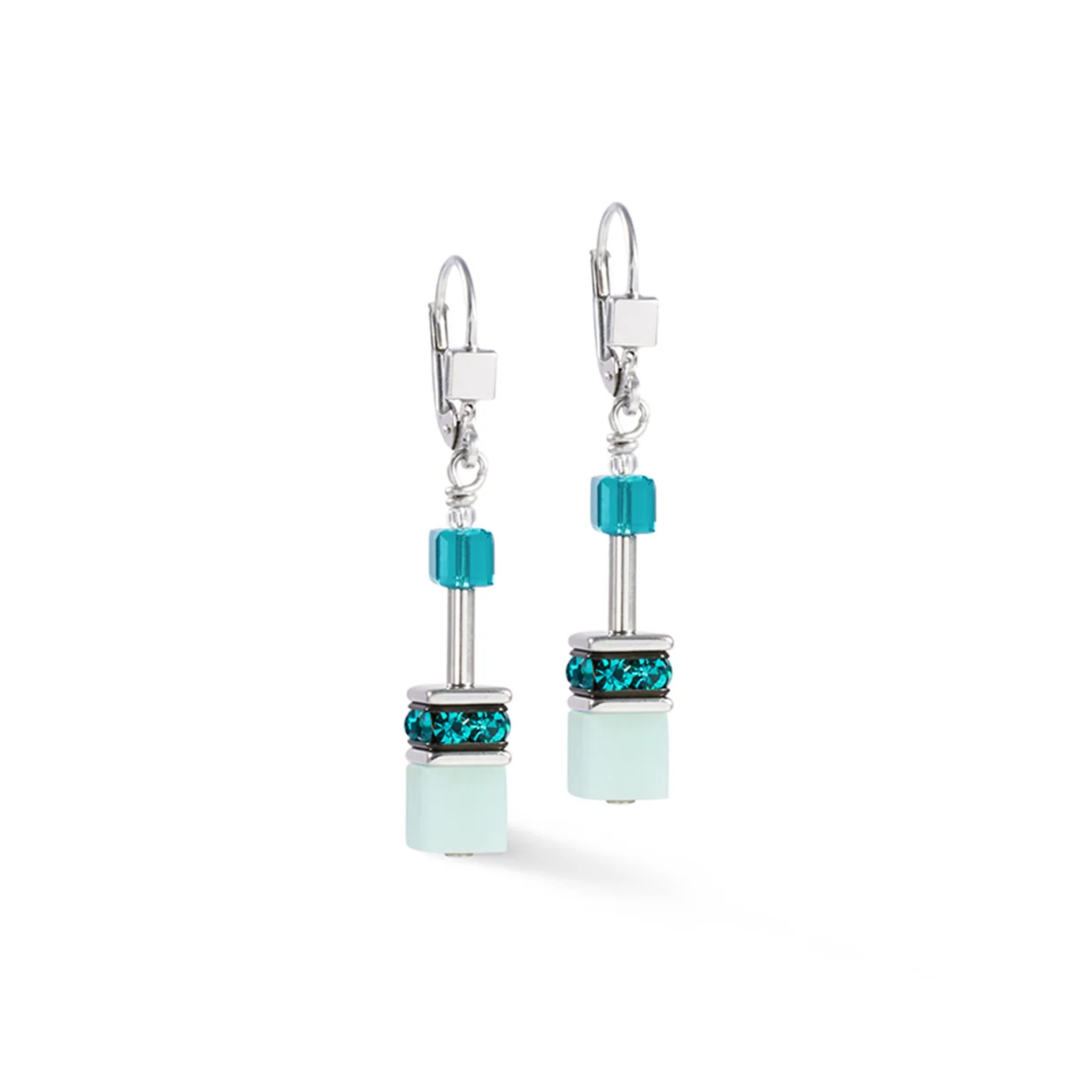 COEUR DE LION GEO CUBE EARRINGS - AMAZONITE TURQUOISE 4010/20-0548
