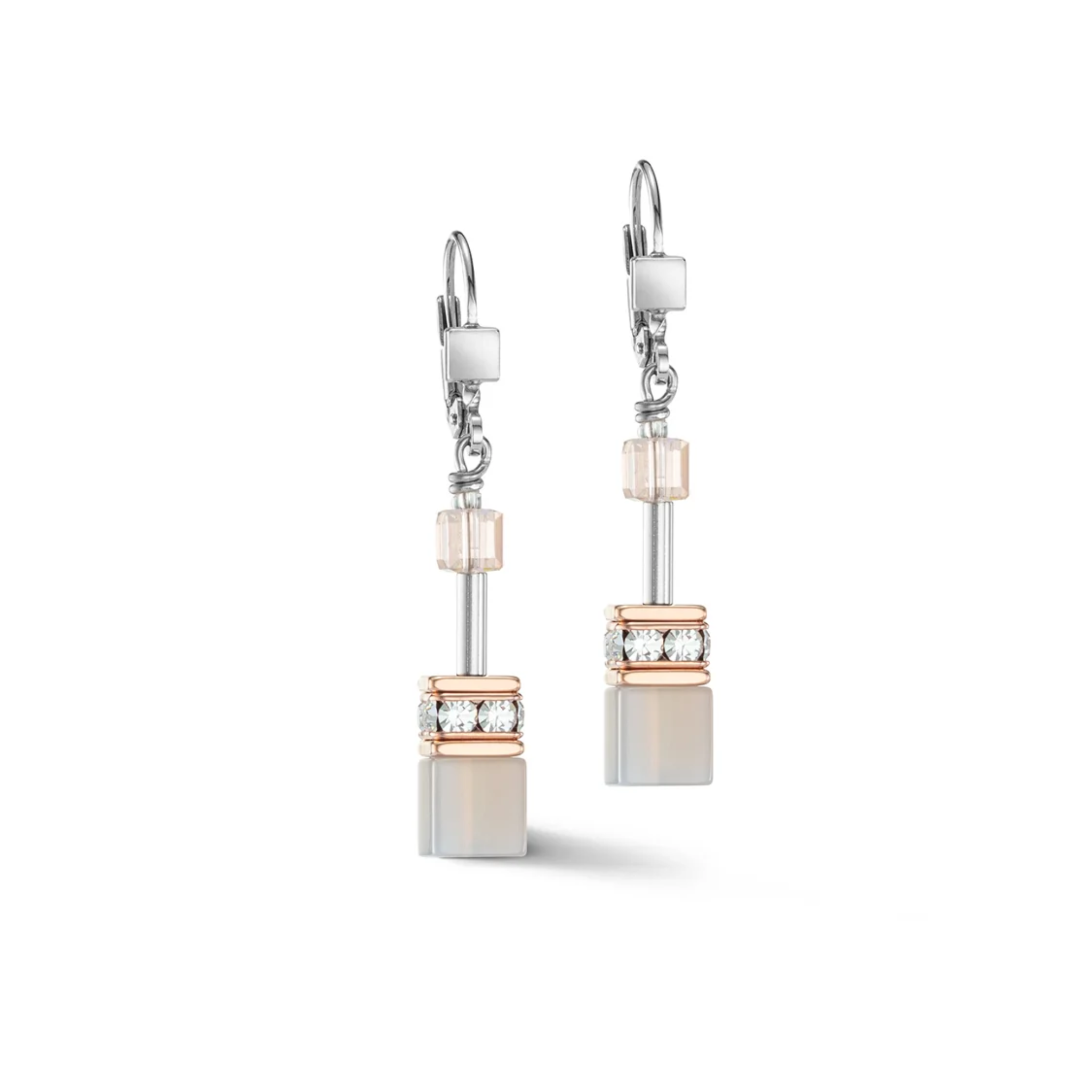 COEUR DE LION GEO CUBE EARRINGS - AGATE & ROSE GOLD 4017/20-0235