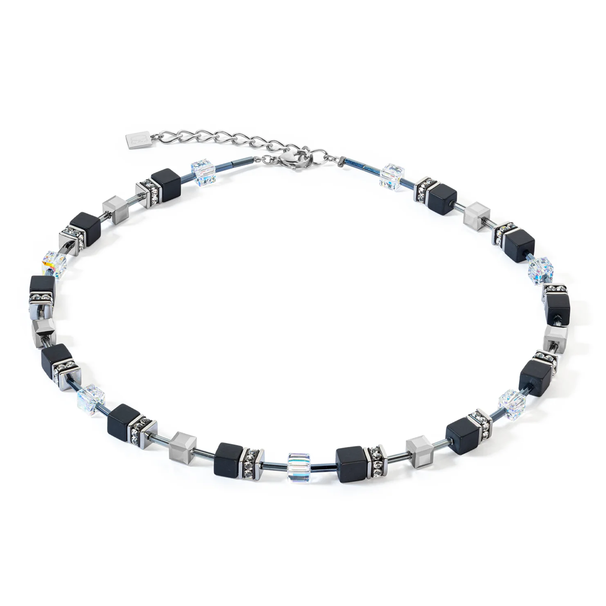 COEUR DE LION GEO CUBE NECKLACE - BLACK ONYX STAINLES STEEL