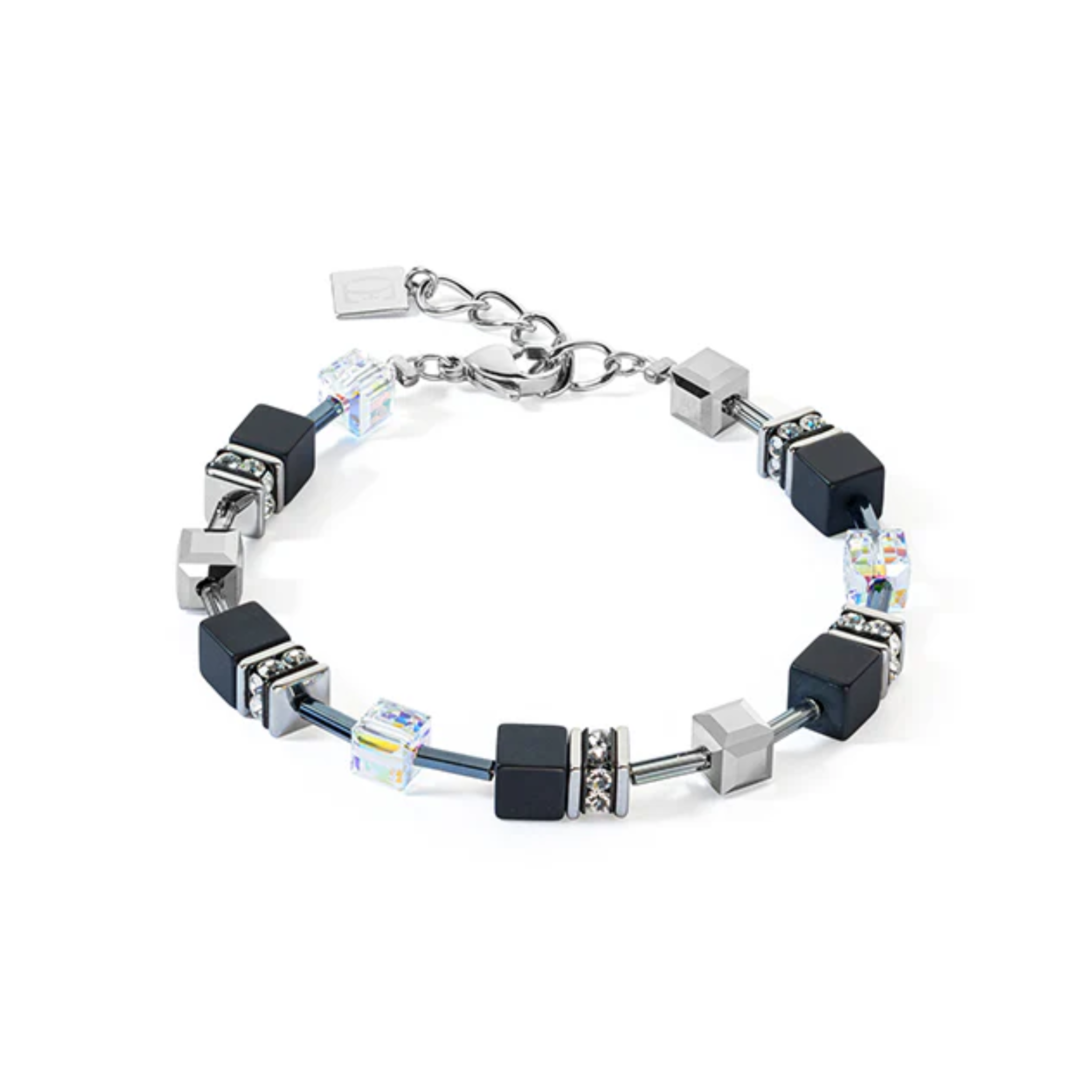 COEUR DE LION GEO CUBE BRACELET - BLACK ONYX STAINLES STEEL