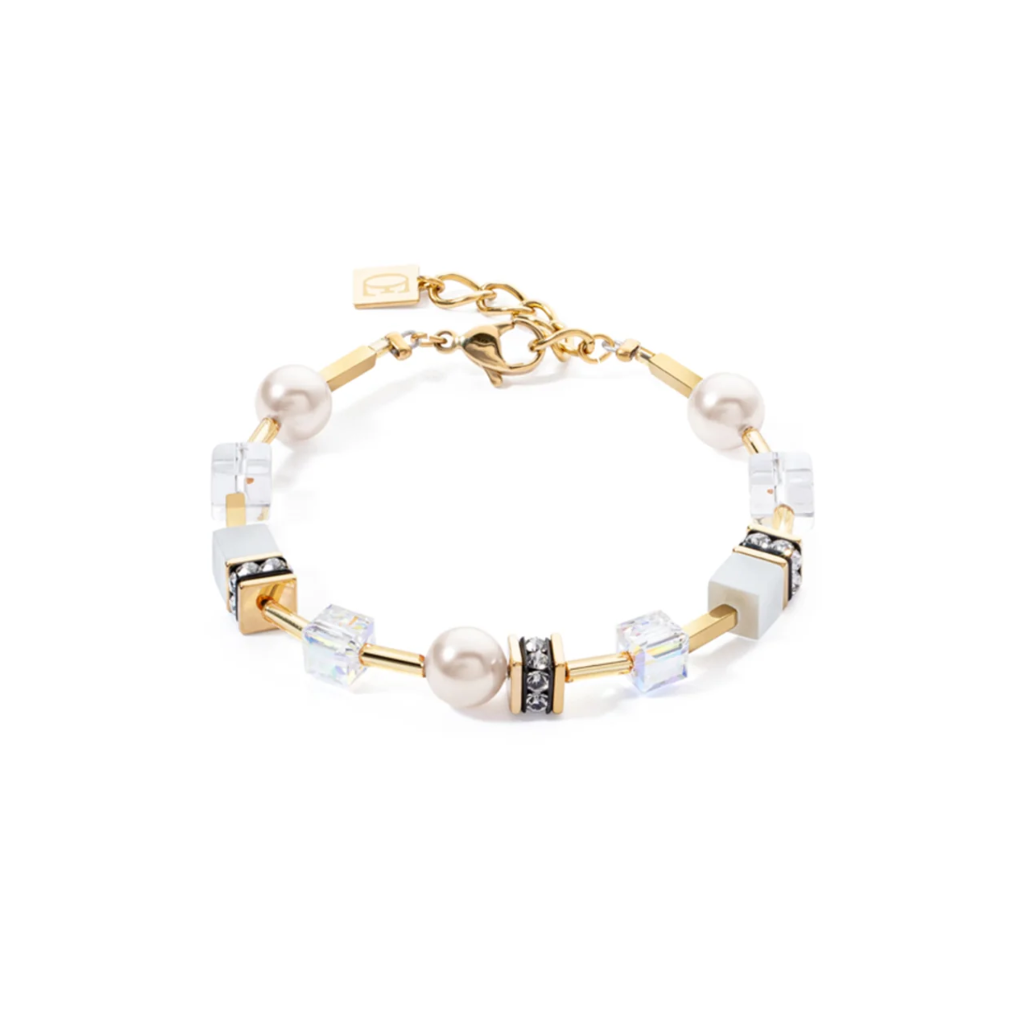 GEOCUBE ICONIC PEARL MIX GOLD-WHITE BRACELET 4081/30_1416