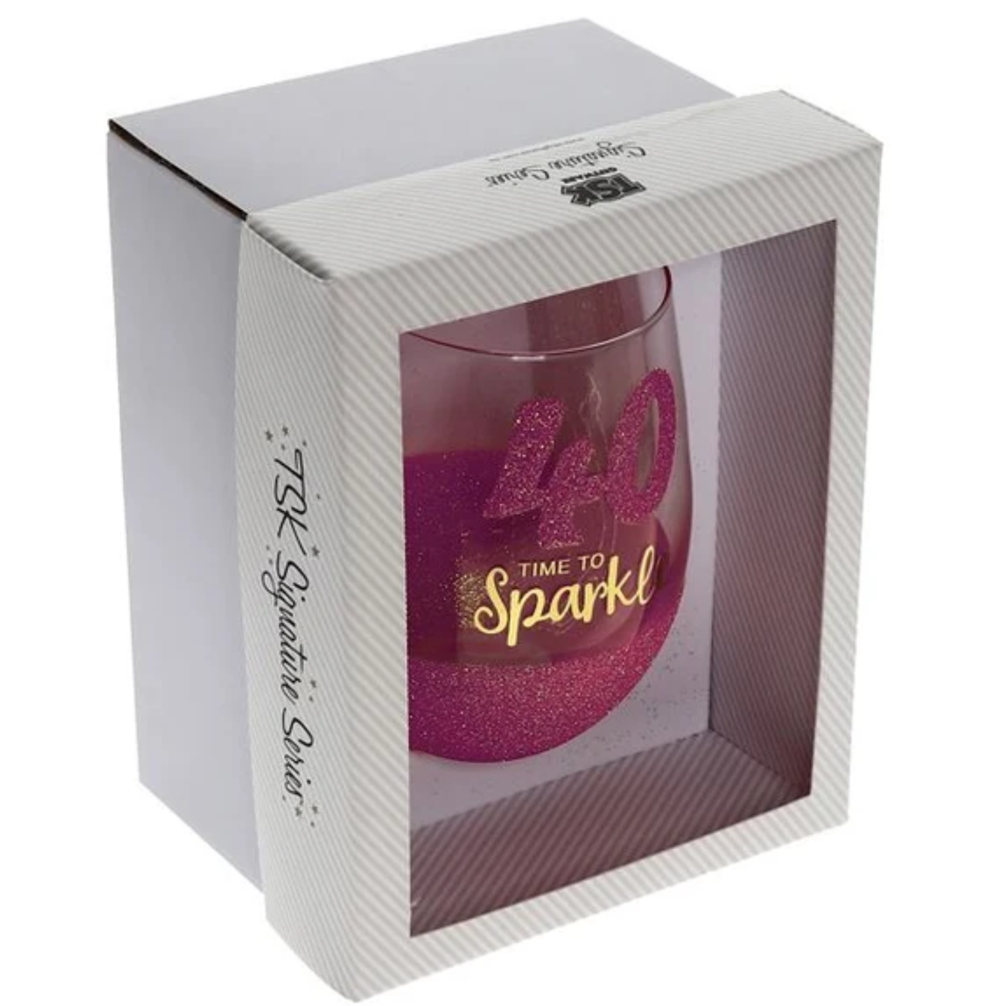 40 SPARKLE FUCHSIA STEMLESS WINE GLASS
