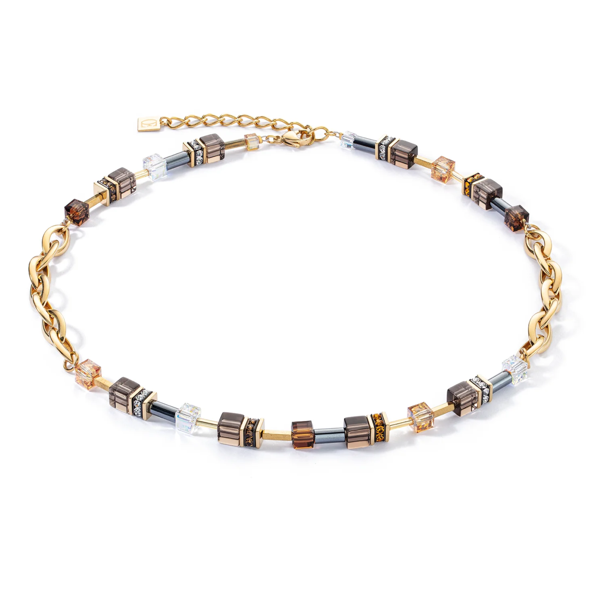 GEPCUBE CHUNKY CHAIN GOLD - BROWN NECKLACE 4524/10-1116