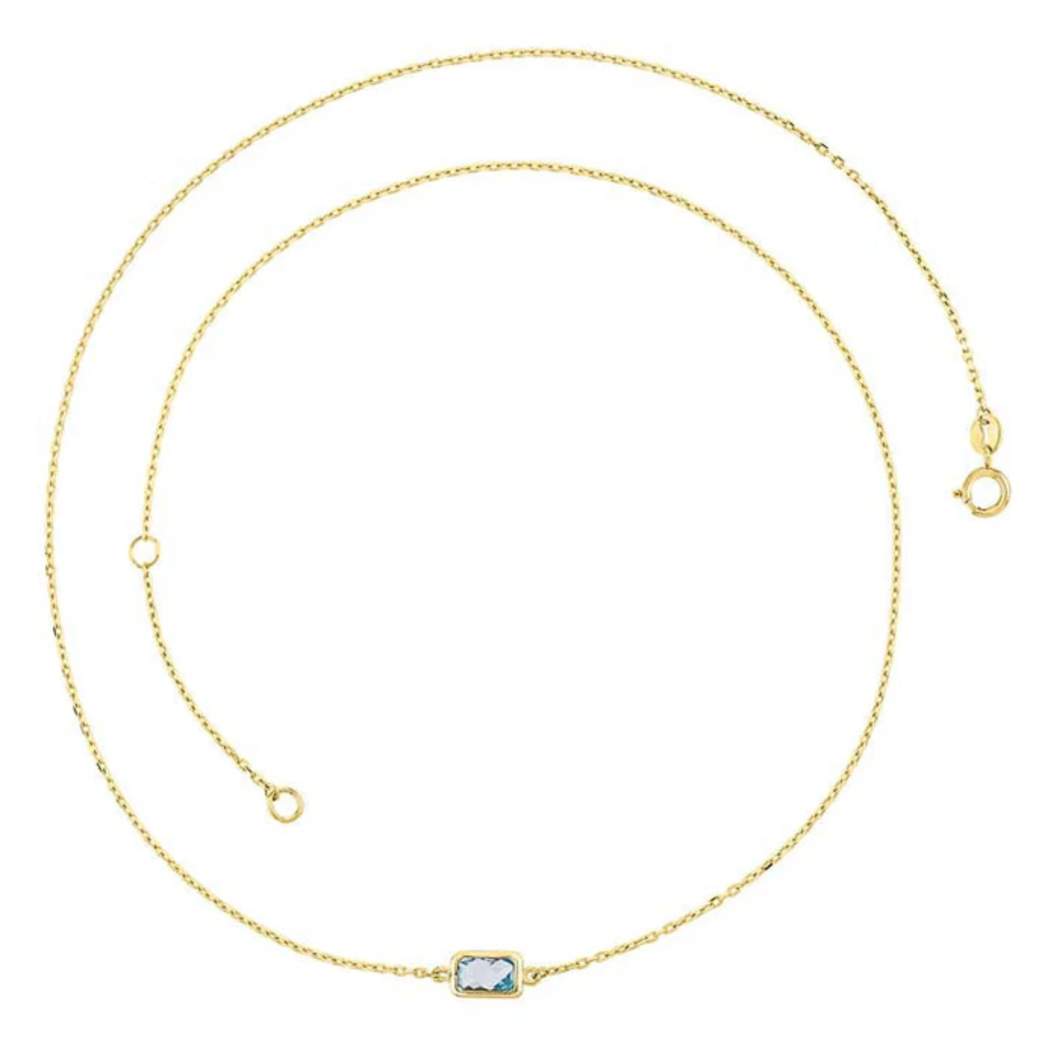 9K YELLOW GOLD FACETED SKY BLUE TOPAZ NECKLACE 45CM