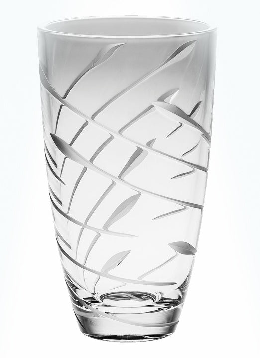BOHEMIA CRYSTAL 'FLOW' BARREL VASE - 30CM (H)