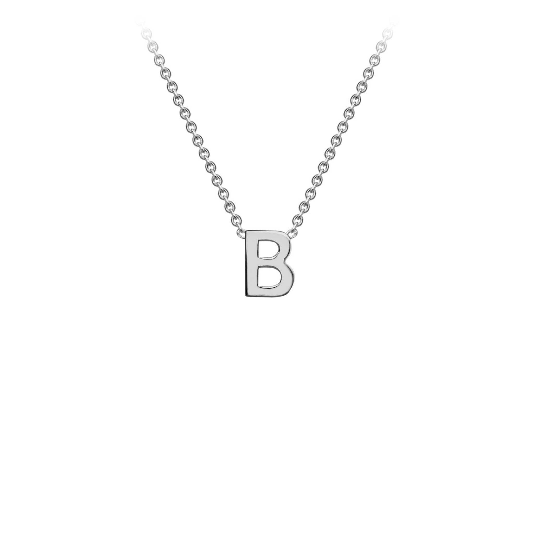 'B' INITIAL ADJUSTABLE NECKLACE - 9K WHITE GOLD