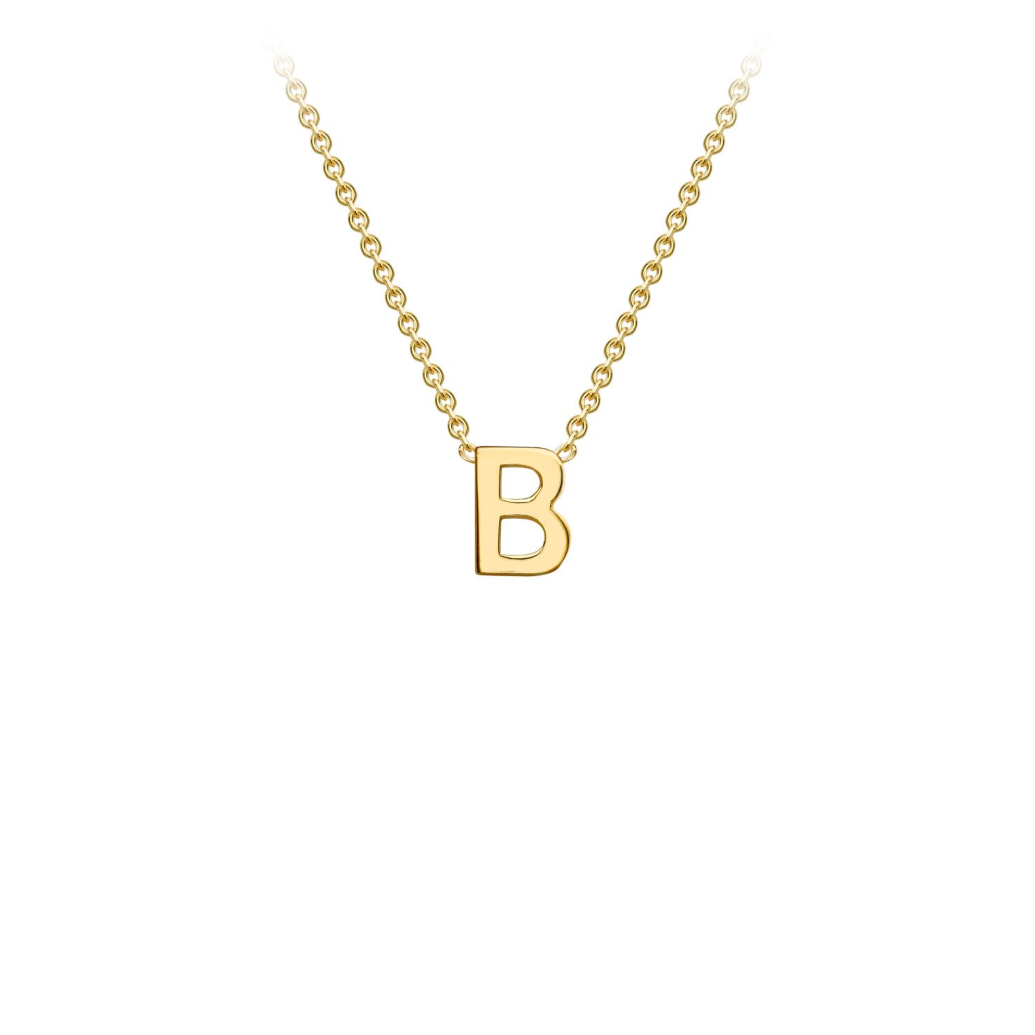 'B' INITIAL ADJUSTABLE NECKLACE - 9K YELLOW GOLD
