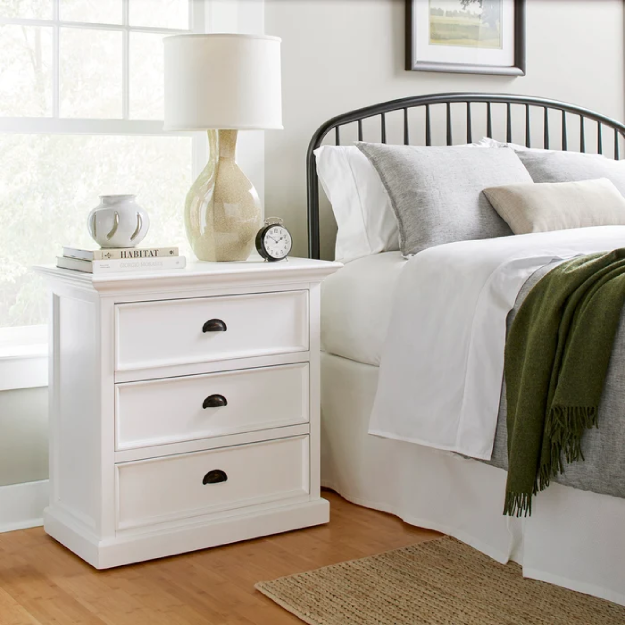 HAMPTONS BEDSIDE TABLE 3 DRAWERS LARGE