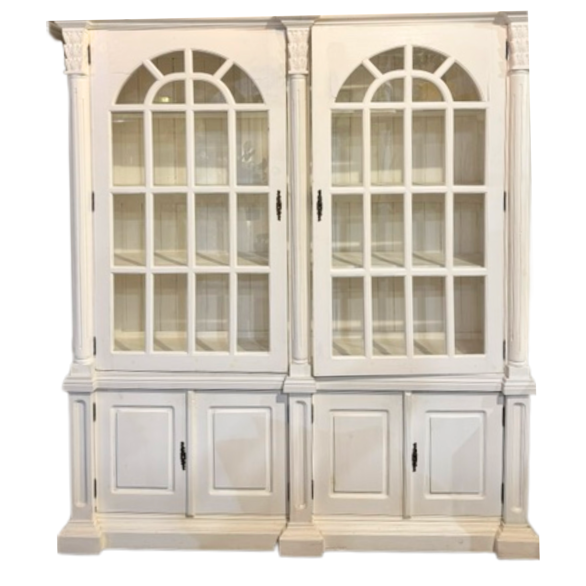 GEORGIAN 2 DOOR DISPLAY BOOKCASE CABINET WHITE