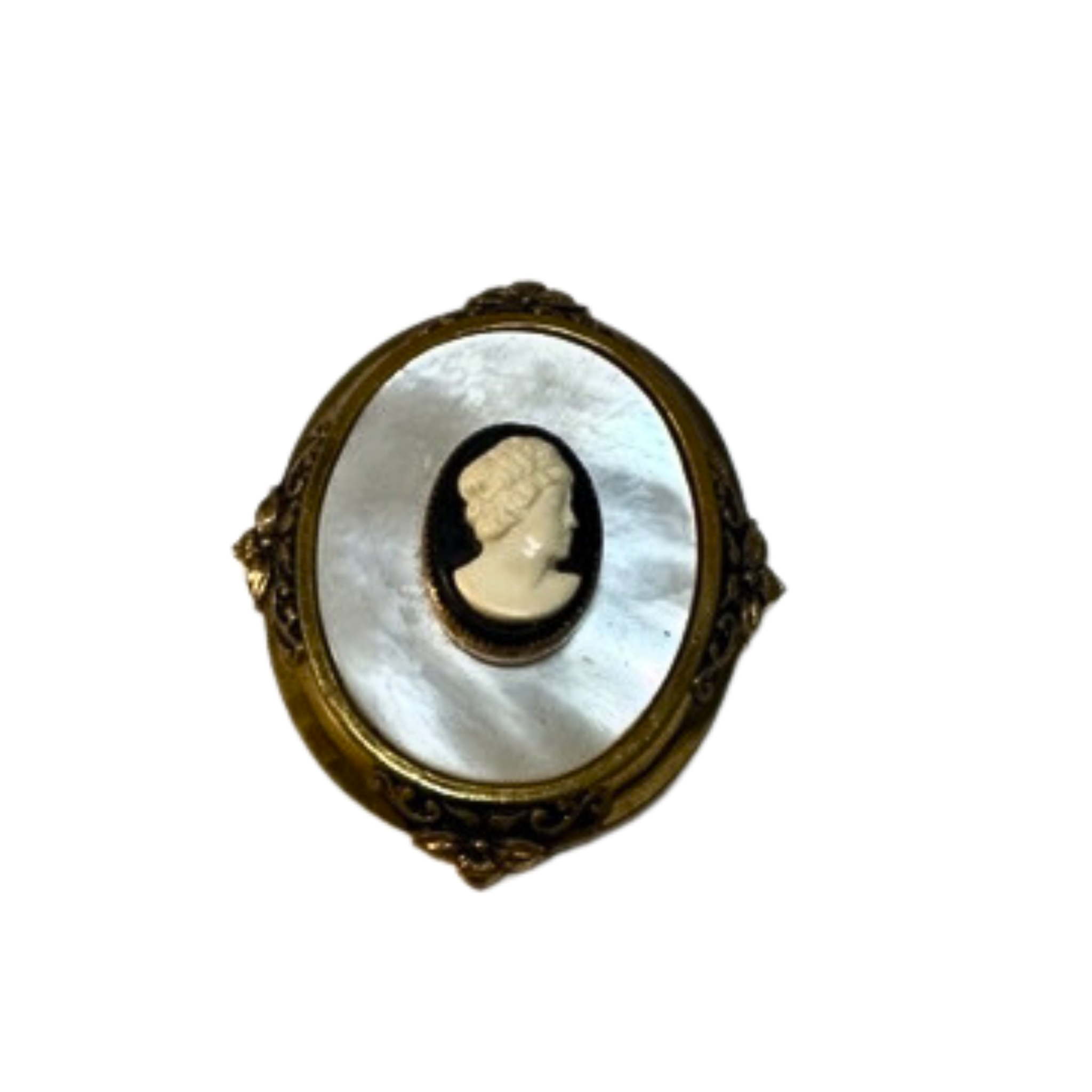 ART DECO 1930'S MOTHER OF PEARL CAMEO BROOCH
