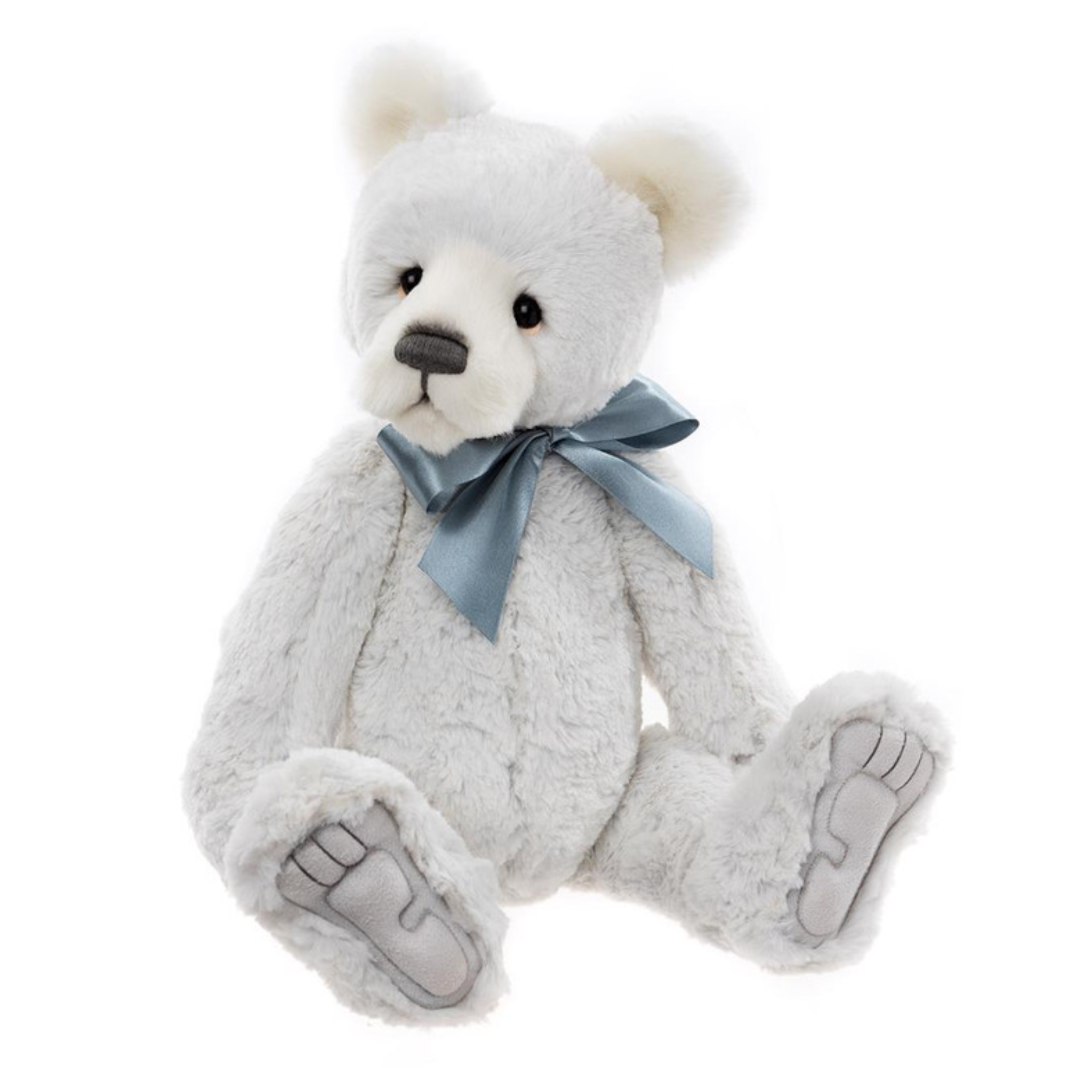BURTON 100% PLUSH LIGHT GREY & CREAM TEDDY BEAR - CHARLIE BEARS UK