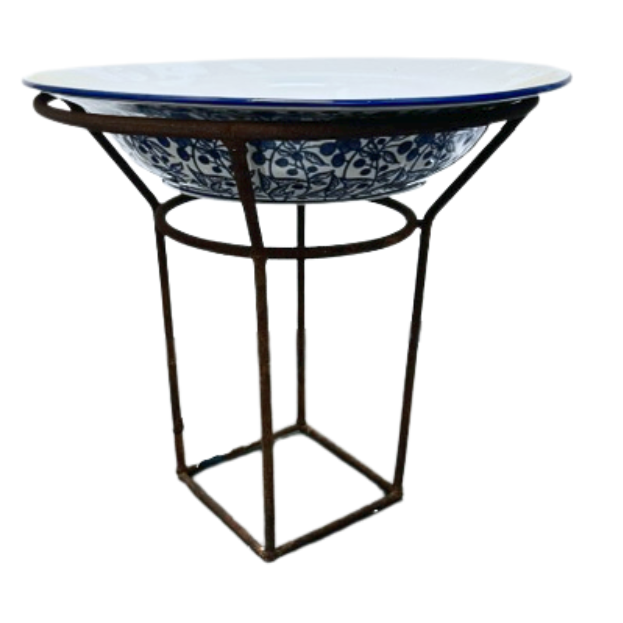 CERAMIC WATERBOWL LARGE WITH METAL STAND