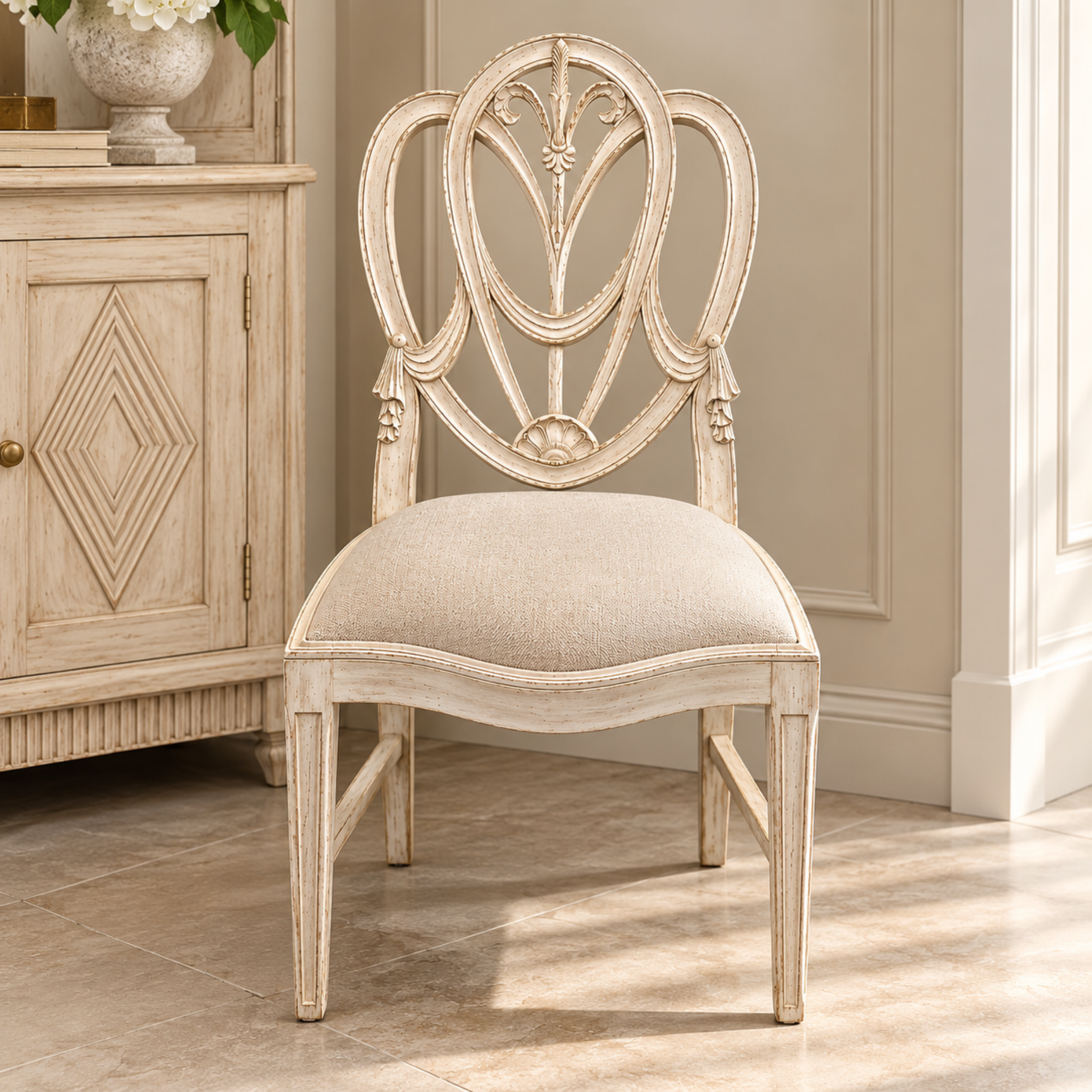 HAND CARVED GUSTAVIAN STYLE STATEMENT CHAIR