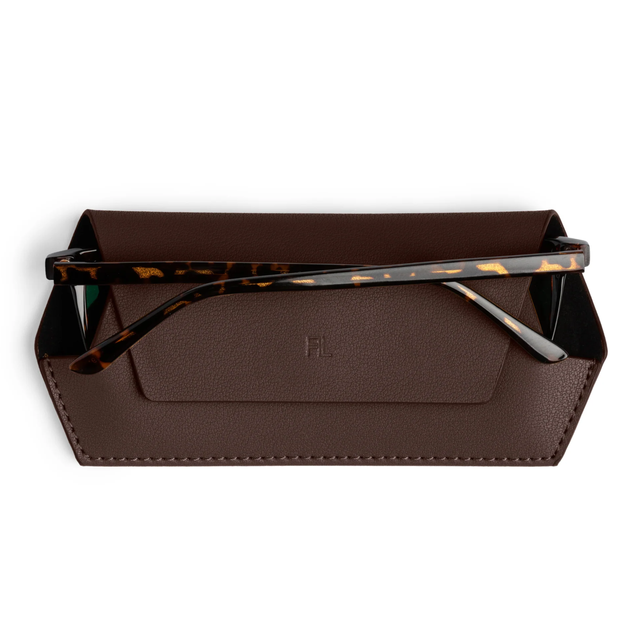 FOX AND LEO LEATHER GLASSES CASE - CHOCOLATE