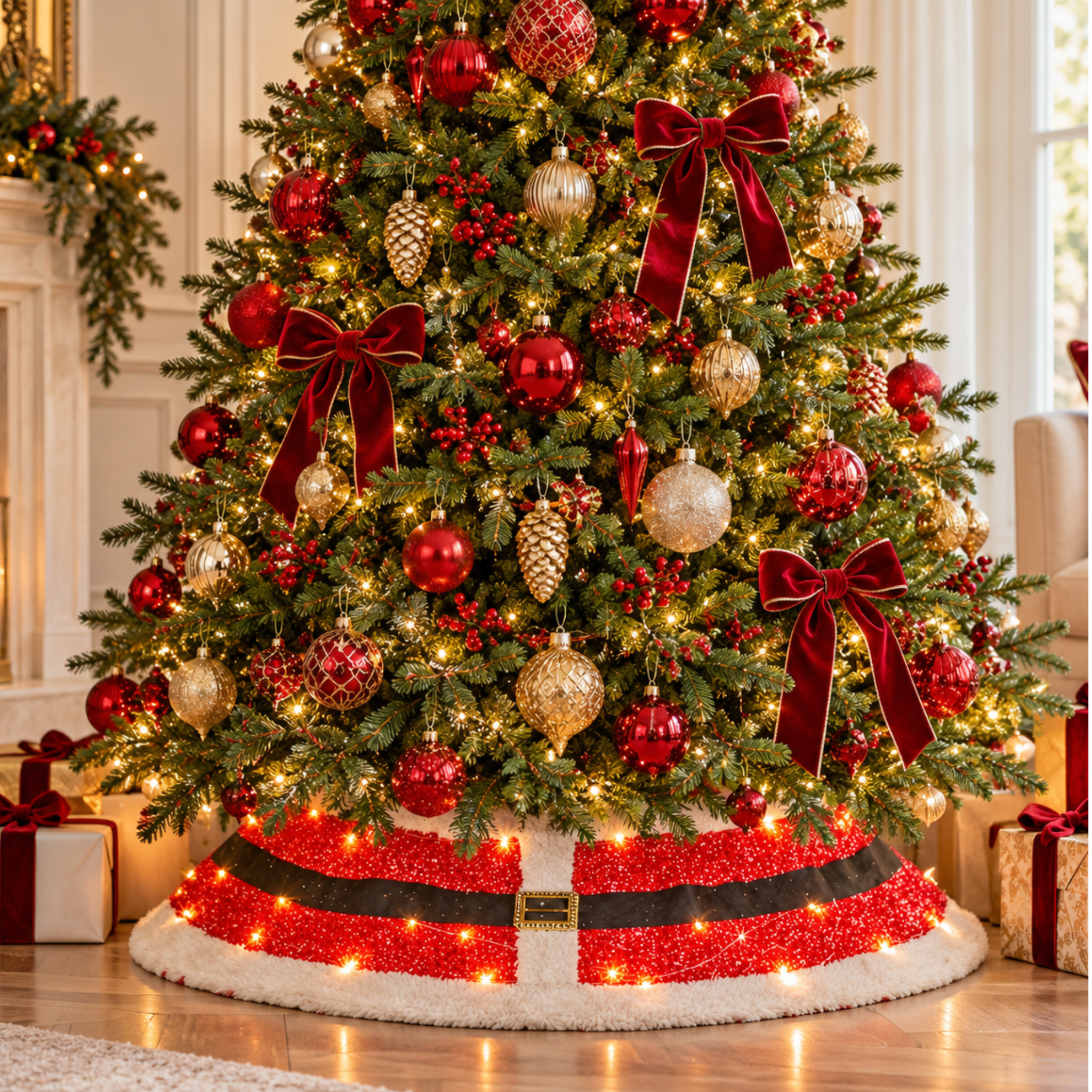 LED SANTA BELT CHRISTMAS TREE SKIRT