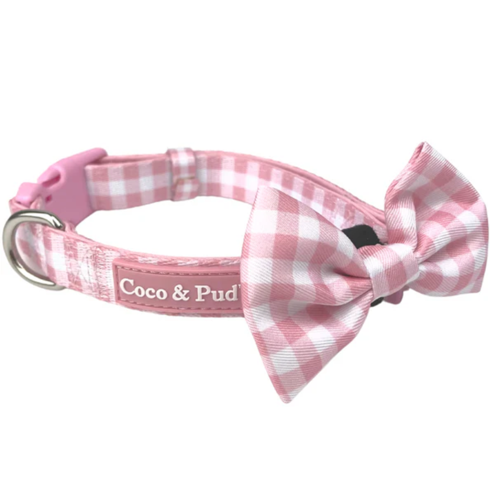 GINGHAM ROSE DOG COLLAR PINK