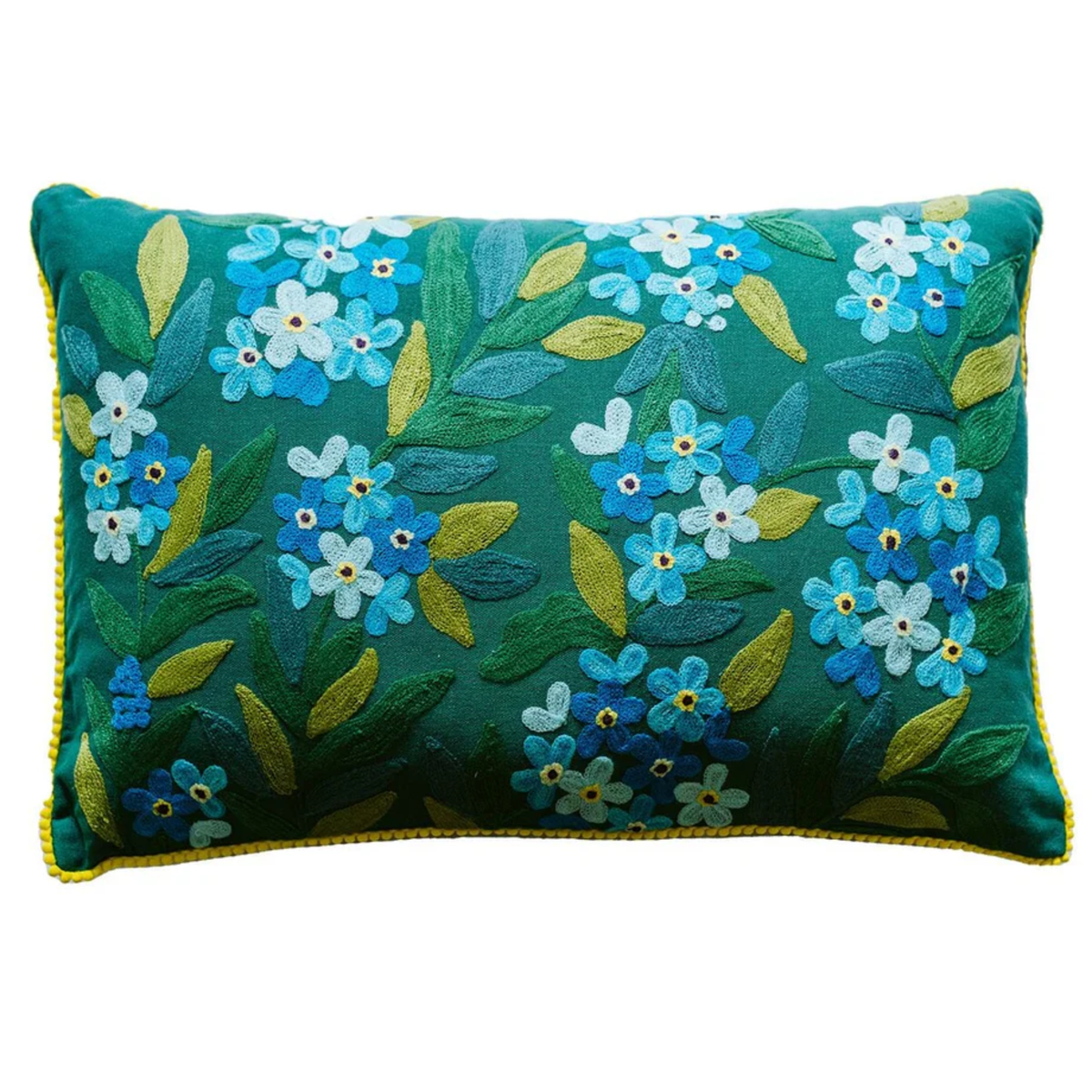 CUSHION JUNGLE FLOWERS 40 X 60CM - TEAL MULTI