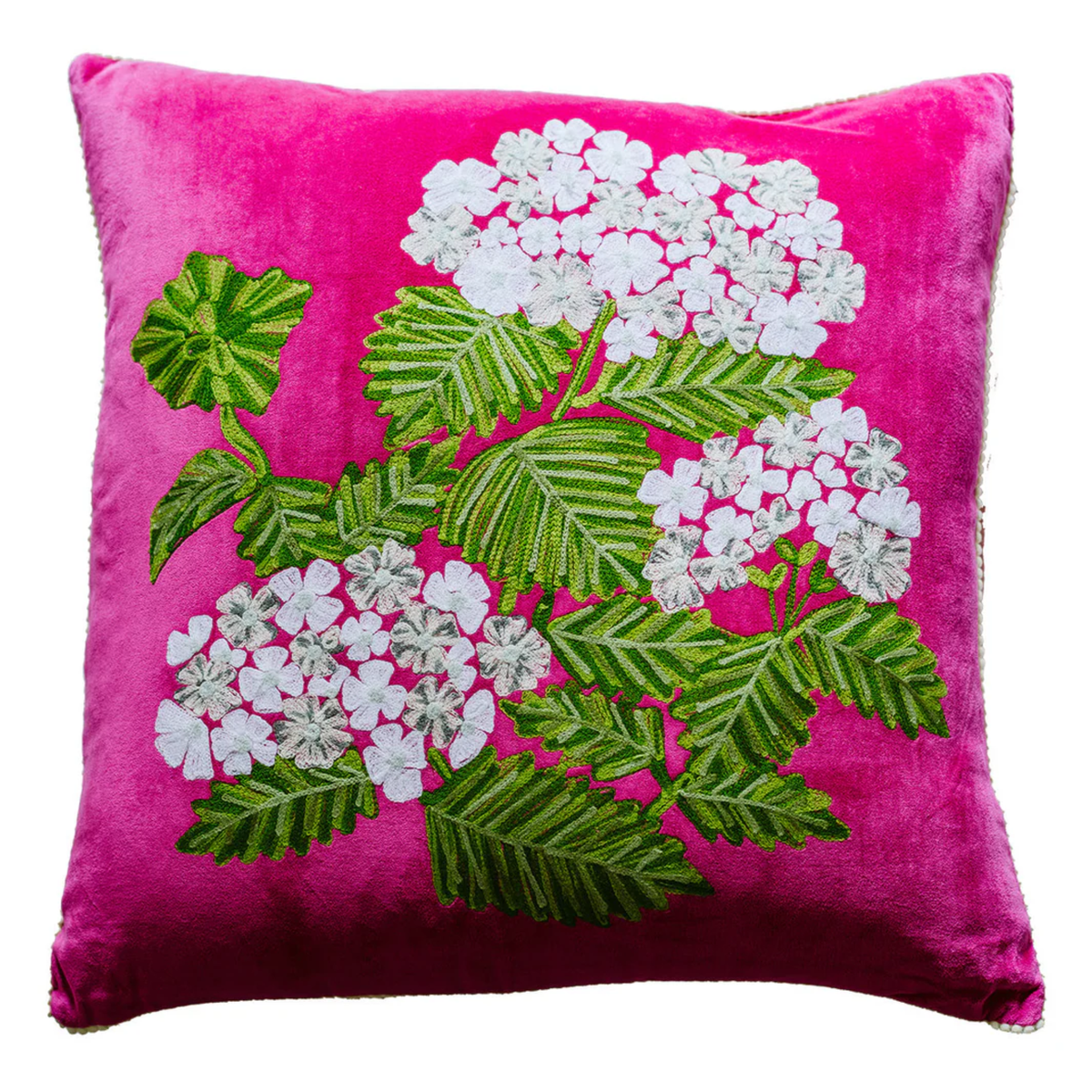 CUSHION HYDRANGEA VELVET 60CM - FUCHSIA