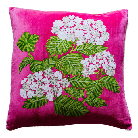 CUSHION HYDRANGEA VELVET 60CM - FUCHSIA