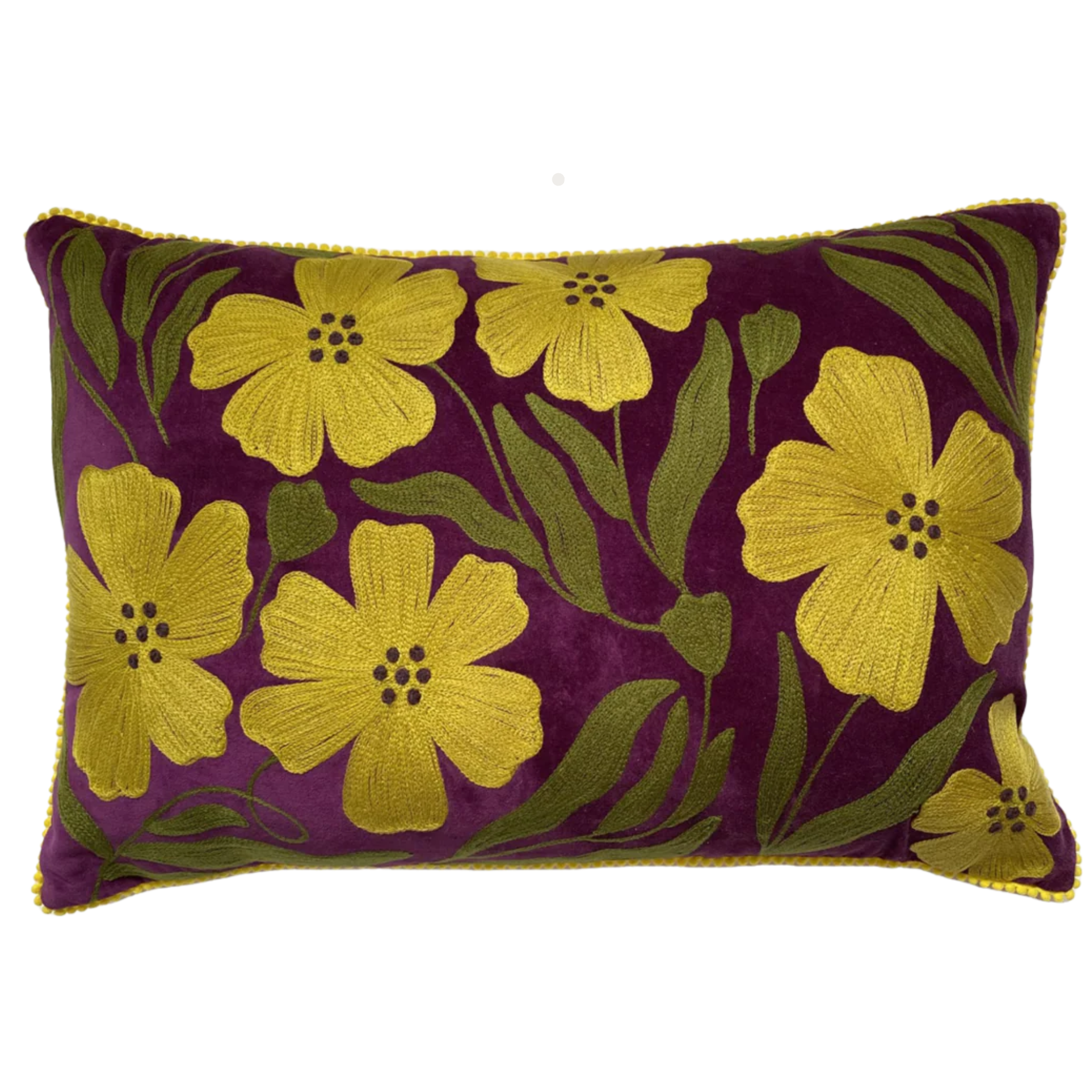 VELVET POPPY MAJENTA PURPLE MULTI LUMBAR CUSHION