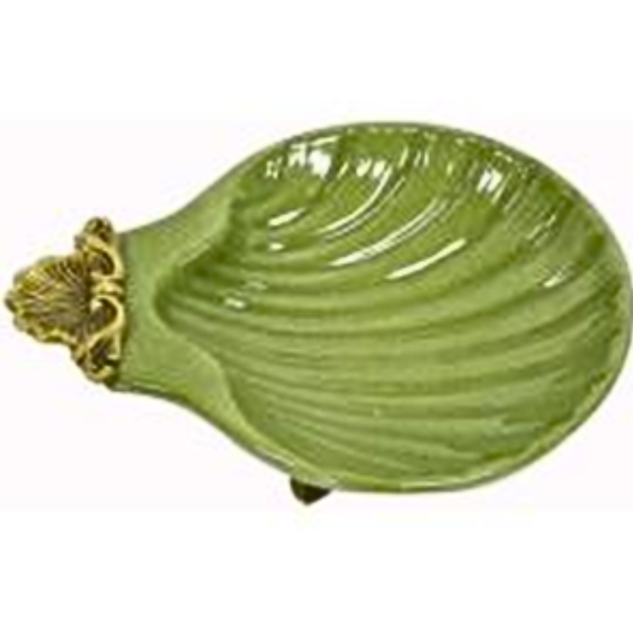 BAIN SOAP DISH PORCELAIN AND BRONZE - CRACKLE GREEN