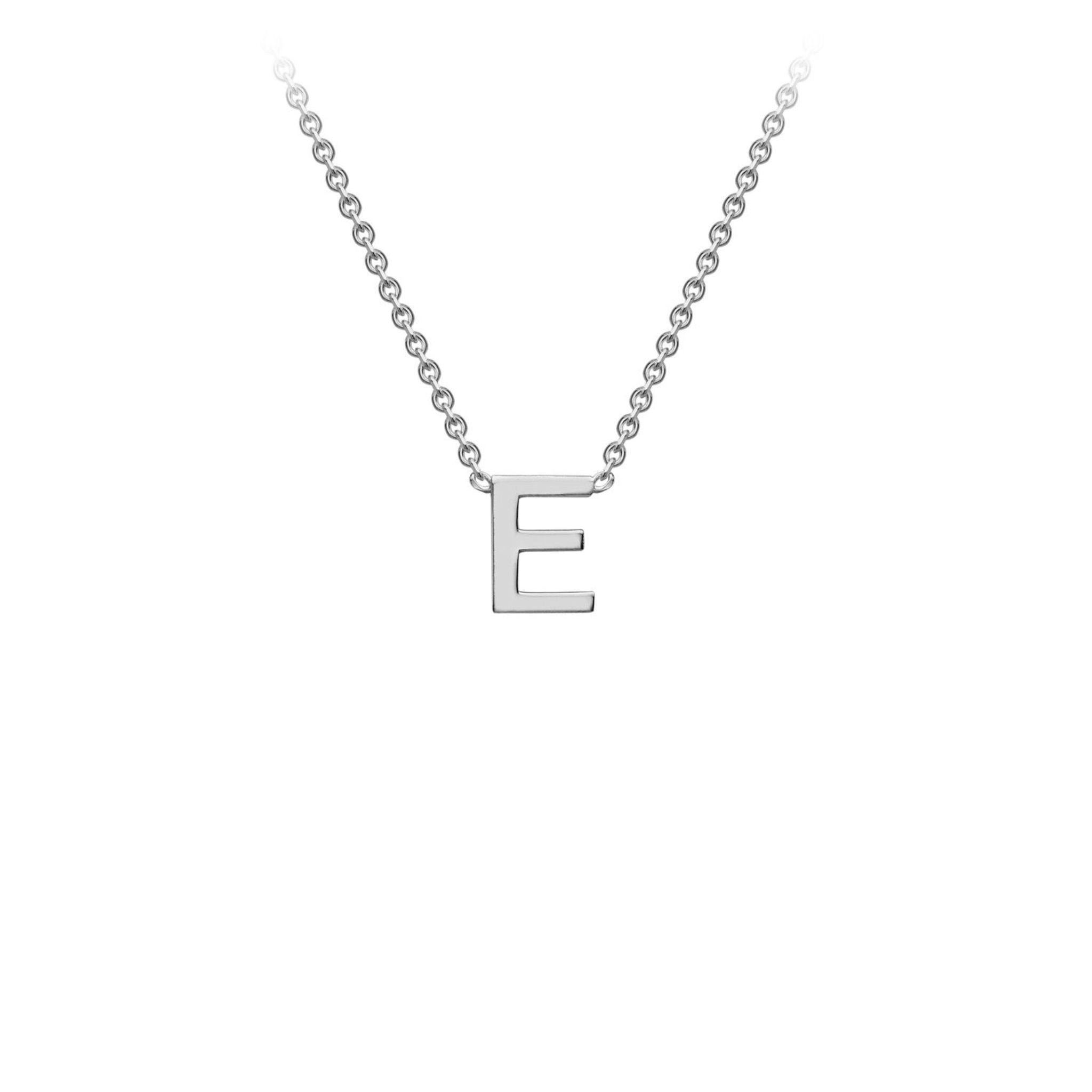 'E' INITIAL ADJUSTABLE NECKLACE - 9K WHITE GOLD