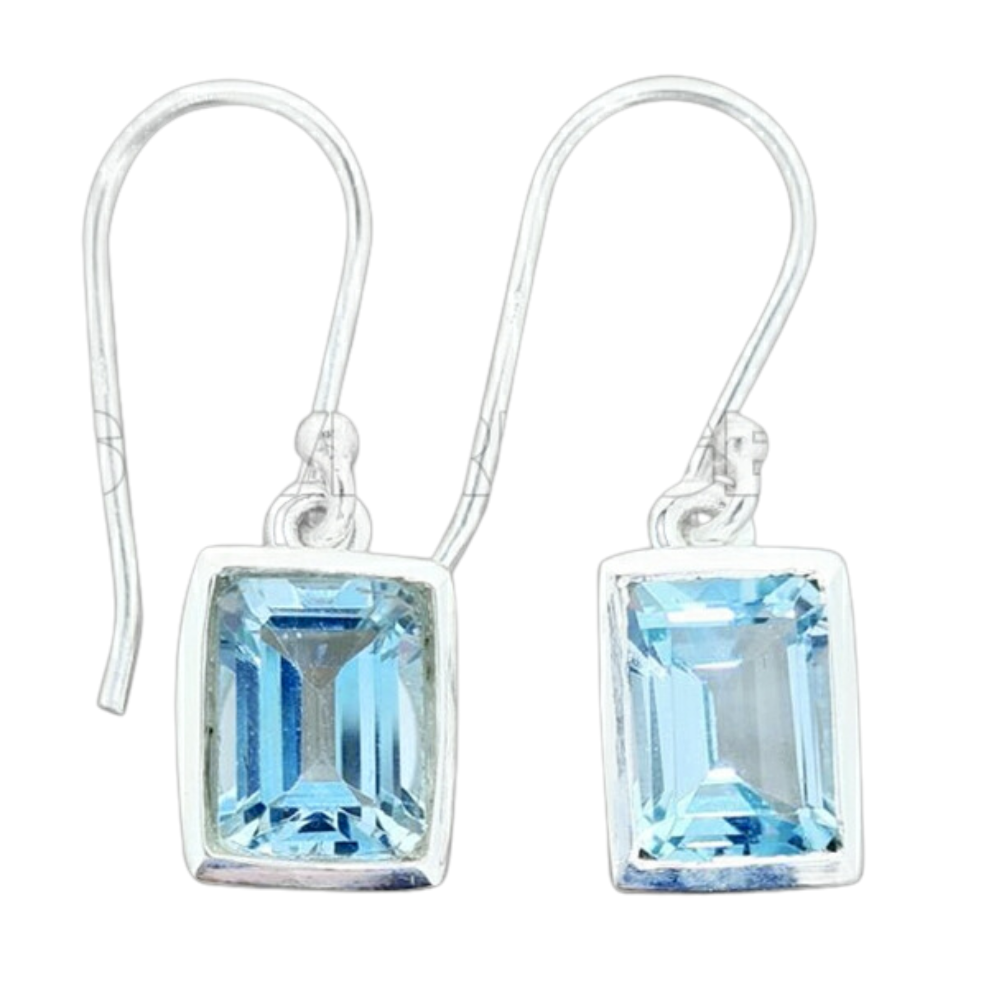 EARRINGS BLUE TOPAZ - STERLING SILVER