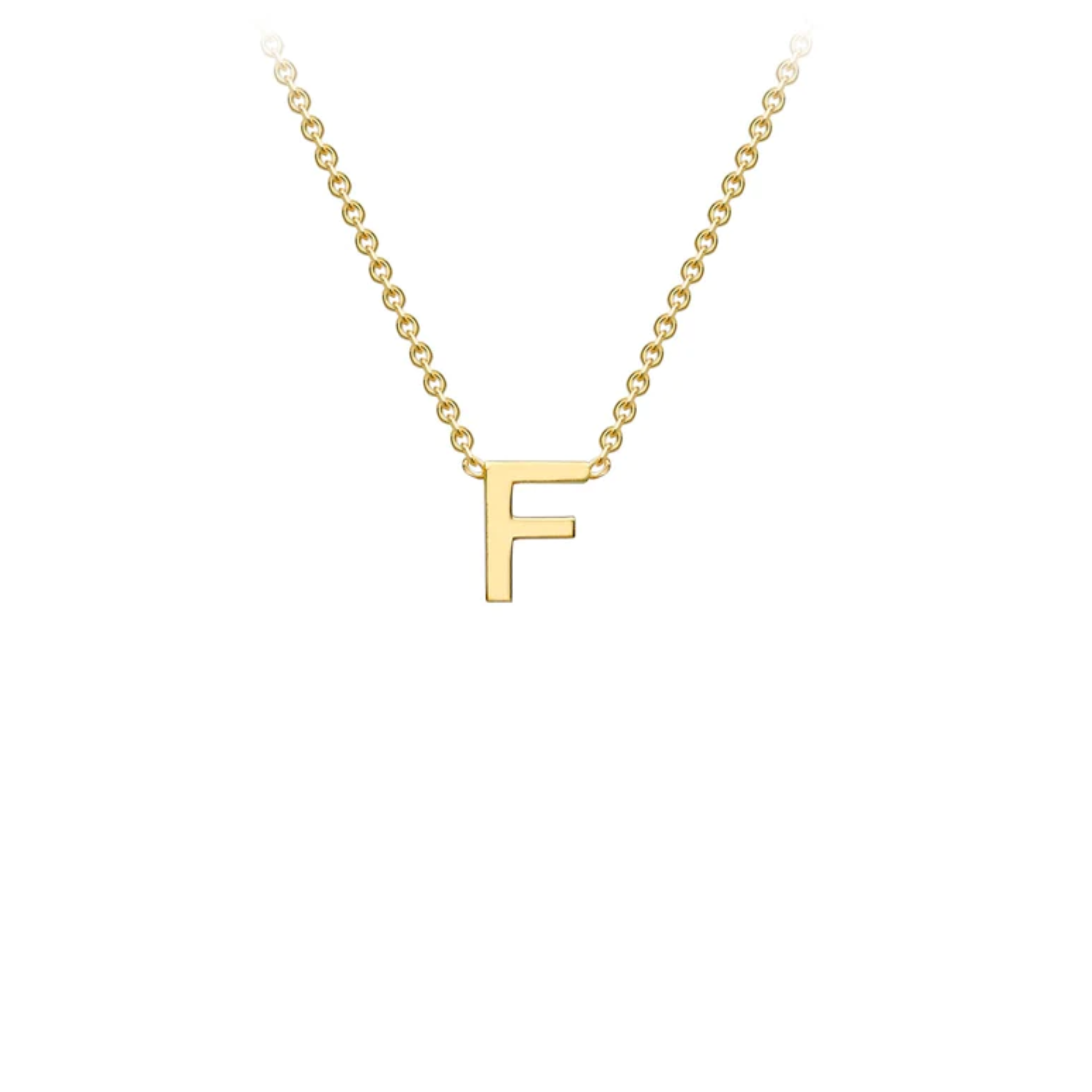 'F' INITIAL ADJUSTABLE NECKLACE - 9K YELLOW GOLD