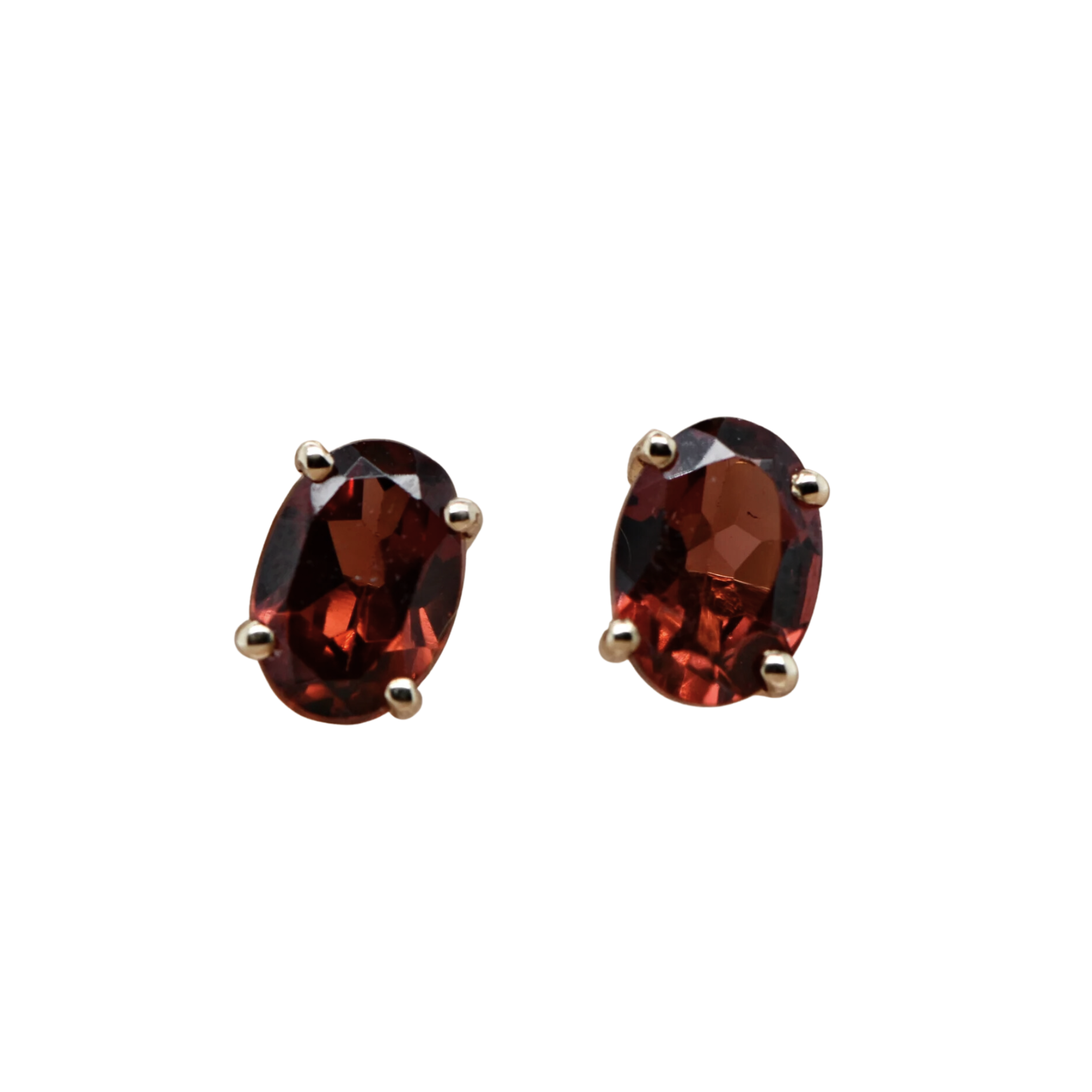 GARNET STUD EARRINGS STERLING SILVER