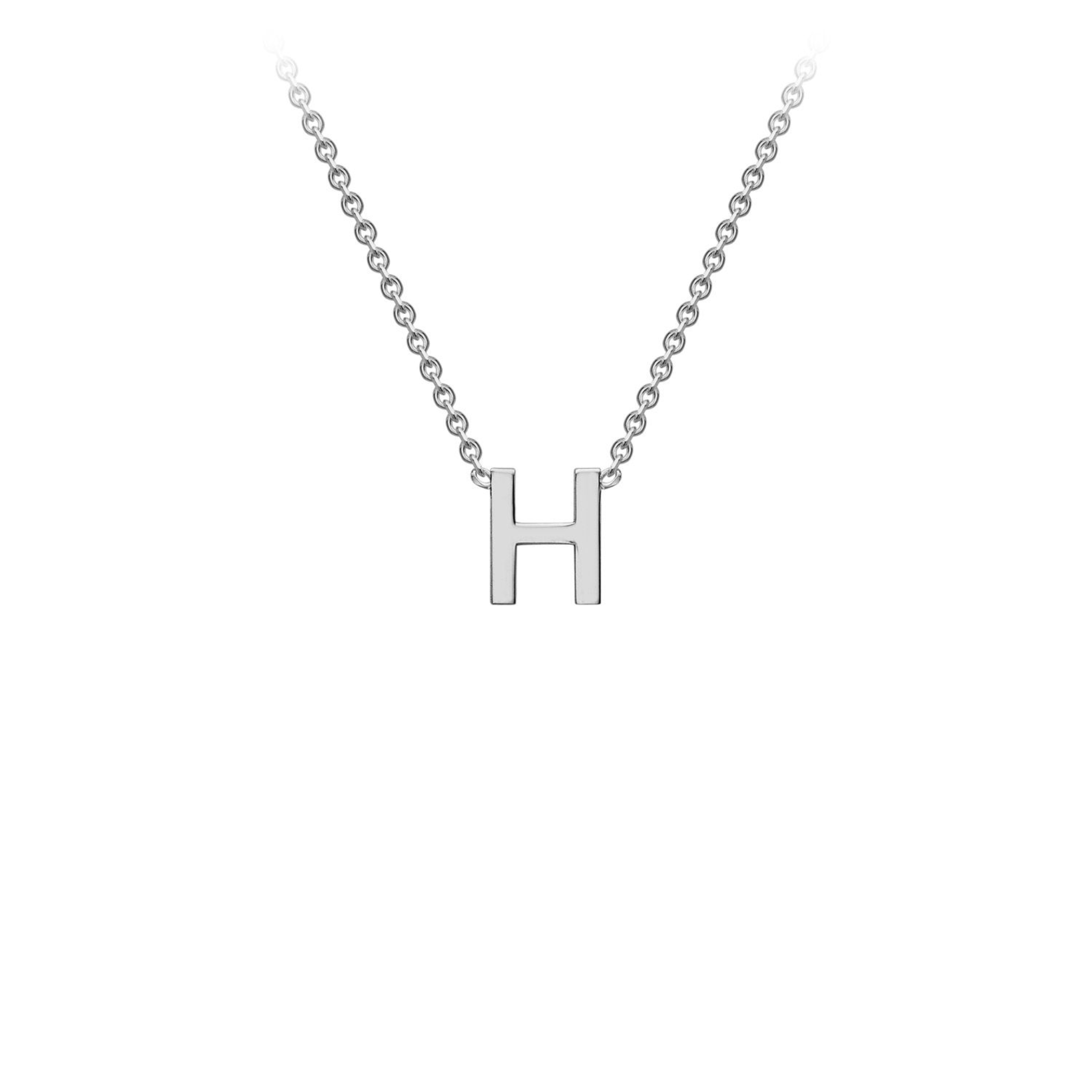 'H' INITIAL ADJUSTABLE NECKLACE - 9K WHITE GOLD