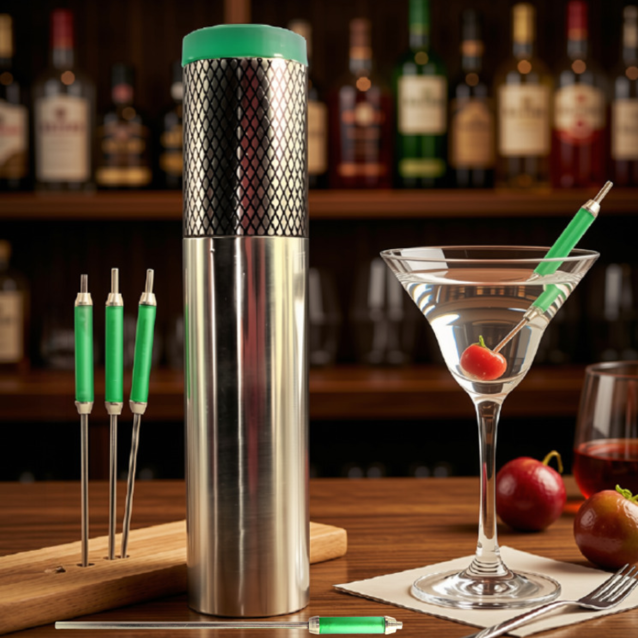 HAVANA COCKTAIL MIXER & SPEAR SET - BRASS + JADE GLASS