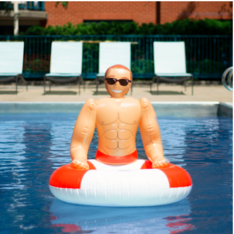 INFLATABLE HUNK POOL RING - DRINKING BUDDIES