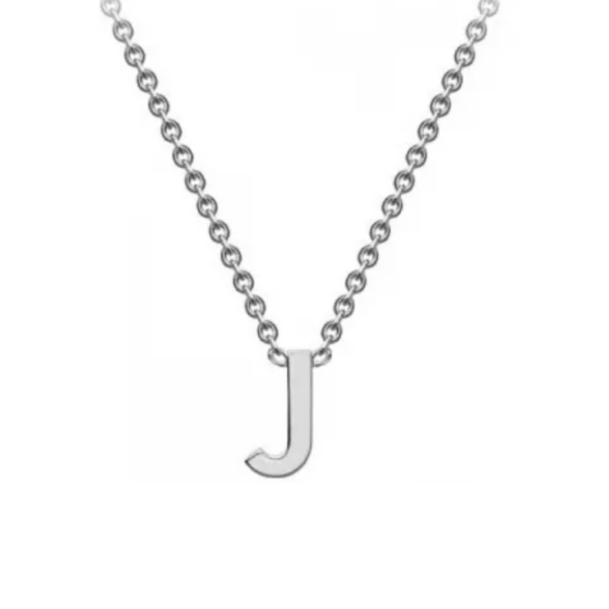 'J' INITIAL ADJUSTABLE NECKLACE - 9K WHITE GOLD