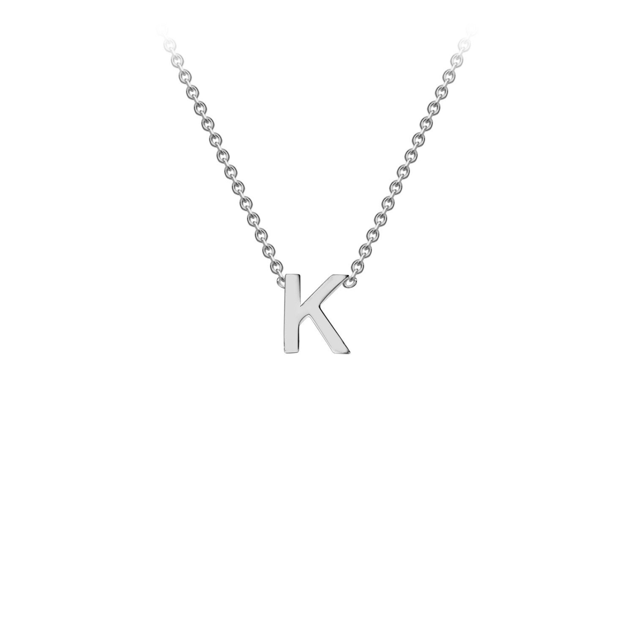 'K' INITIAL ADJUSTABLE NECKLACE - 9K WHITE GOLD